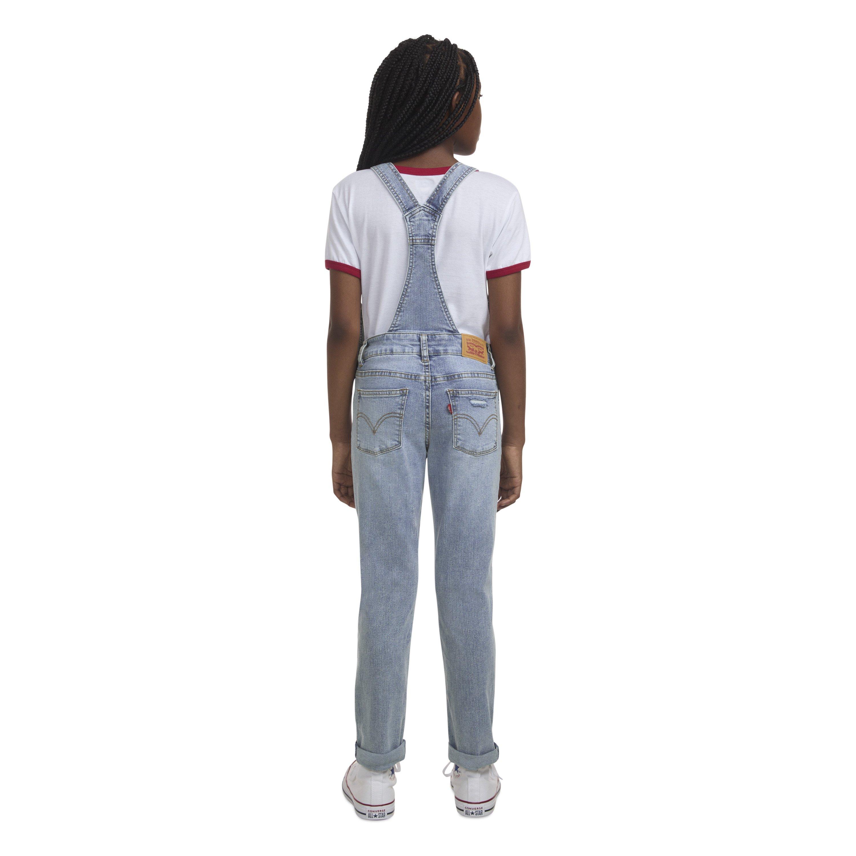 Levi's Girlfriend Fit Big Girls' Light Blue Wash Denim Overalls