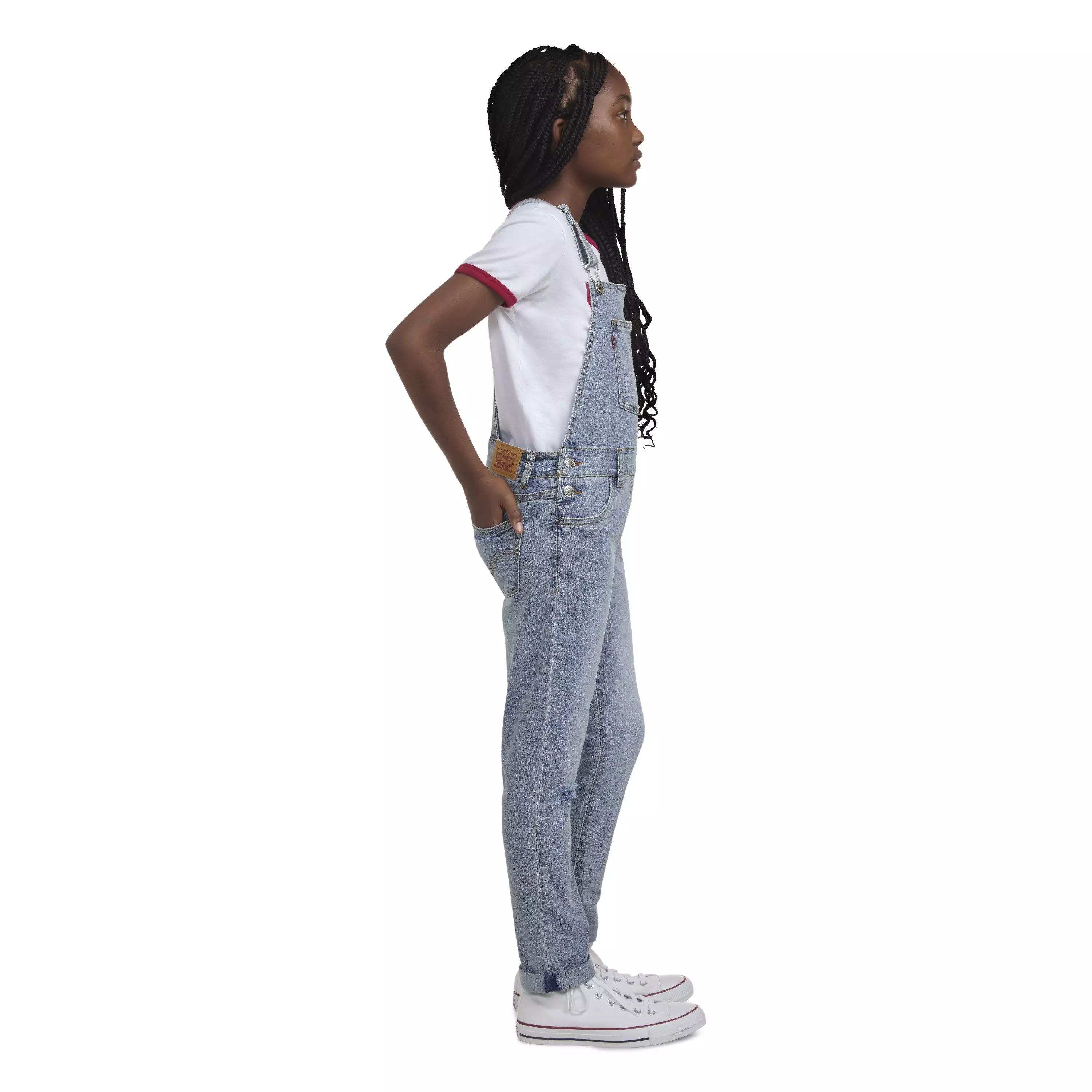 Levi's Big Girls' Girlfriend Fit Light Blue Wash Denim Overalls - LIGHT BLUE