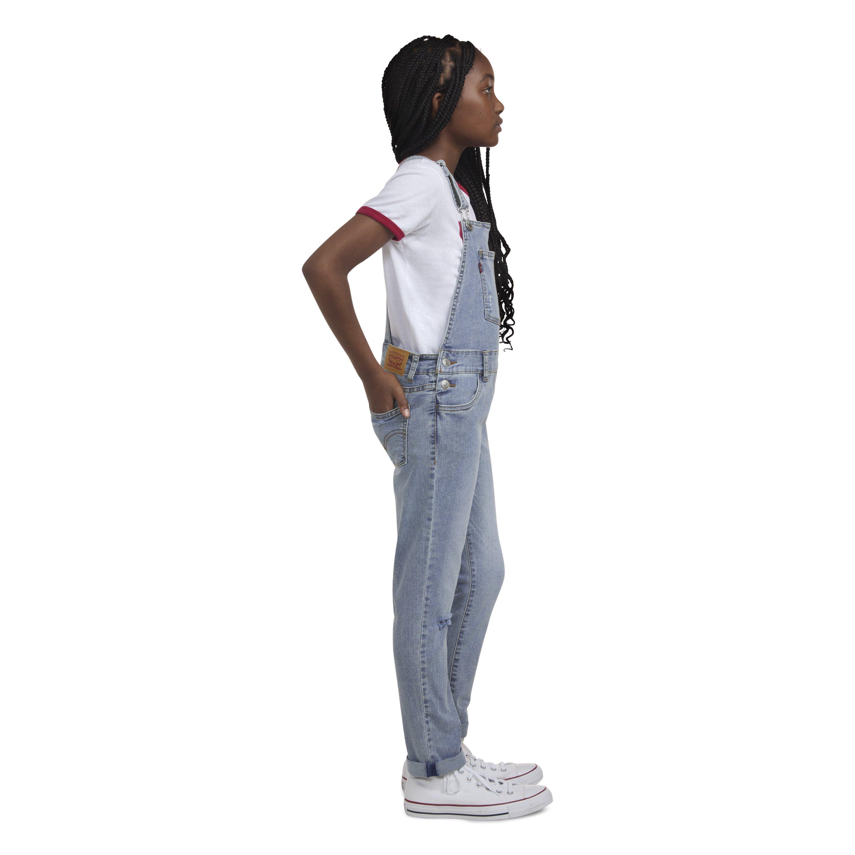 Levi's Girlfriend Fit Big Girls' Light Blue Wash Denim Overalls