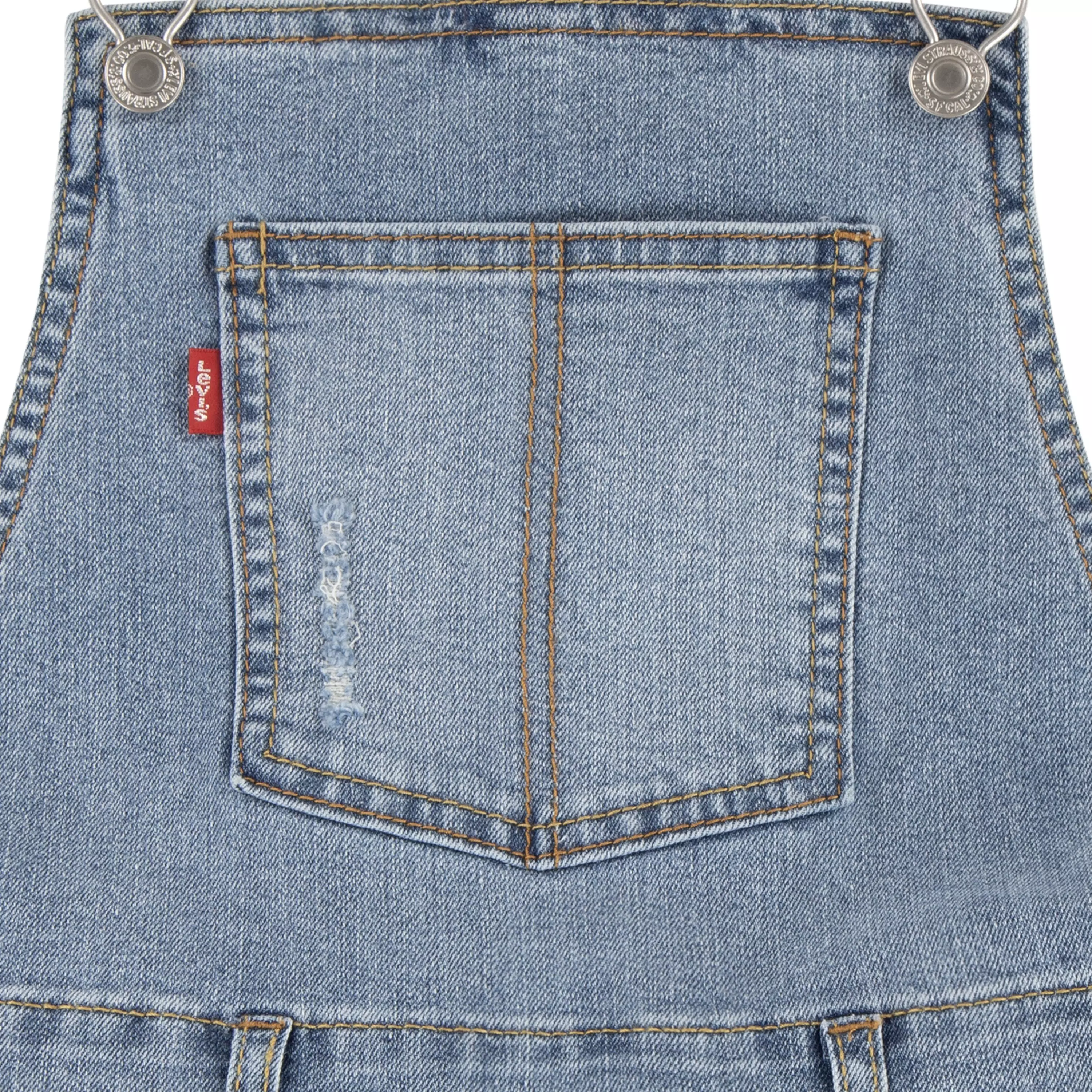 Levi's Big Girls' Girlfriend Fit Light Blue Wash Denim Overalls - LIGHT BLUE
