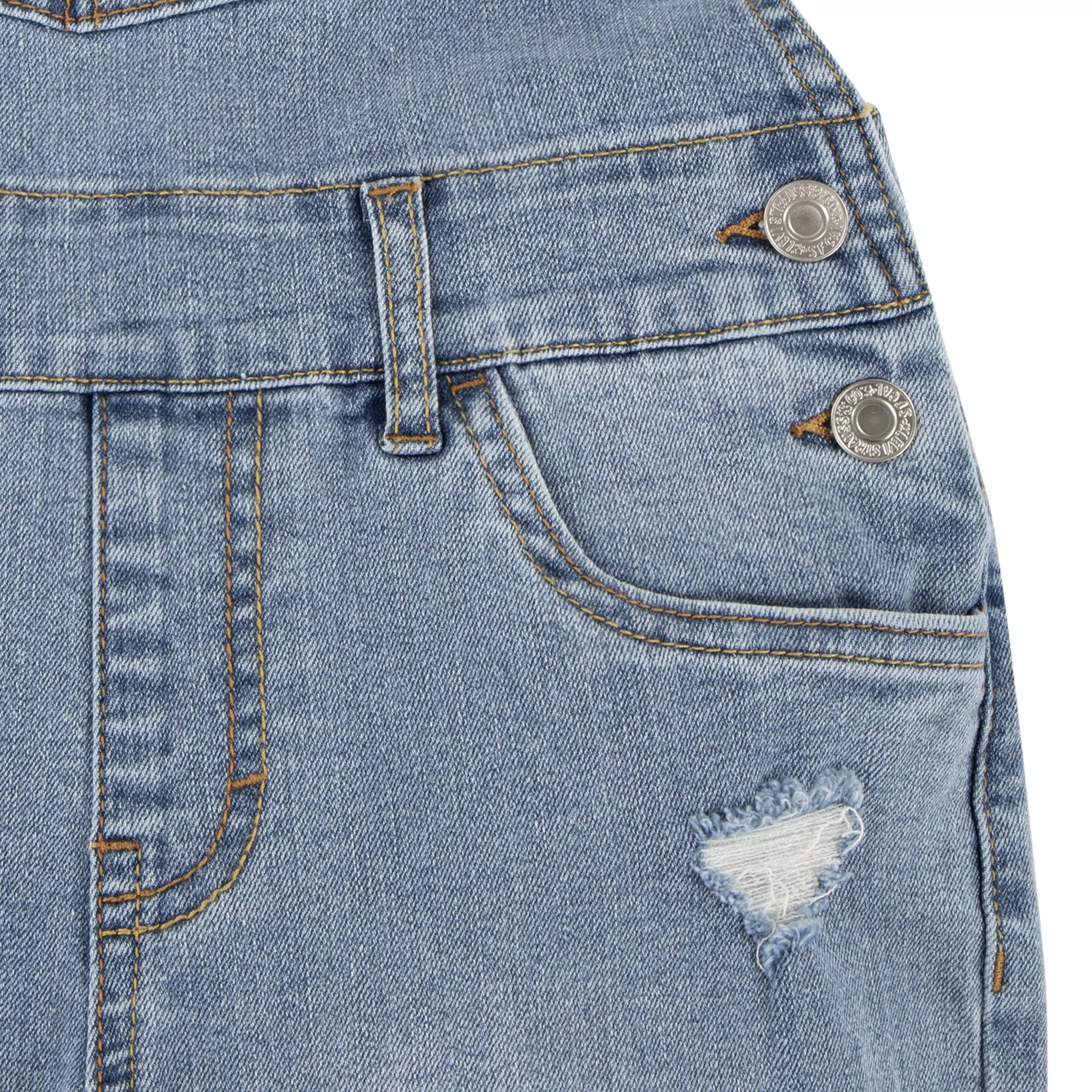 Levi's Big Girls' Girlfriend Fit Light Blue Wash Denim Overalls - LIGHT BLUE