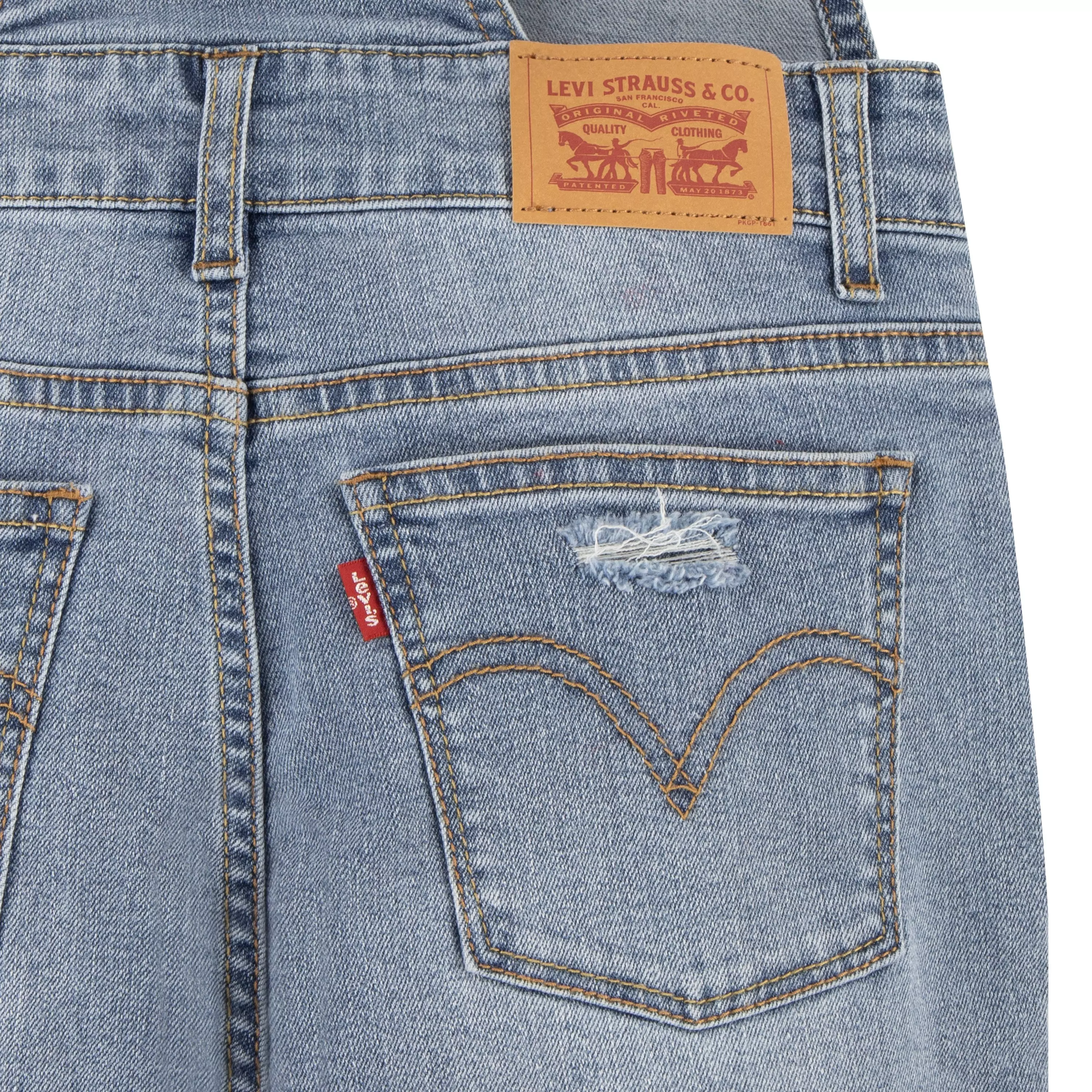 Levi's Big Girls' Girlfriend Fit Light Blue Wash Denim Overalls - LIGHT BLUE
