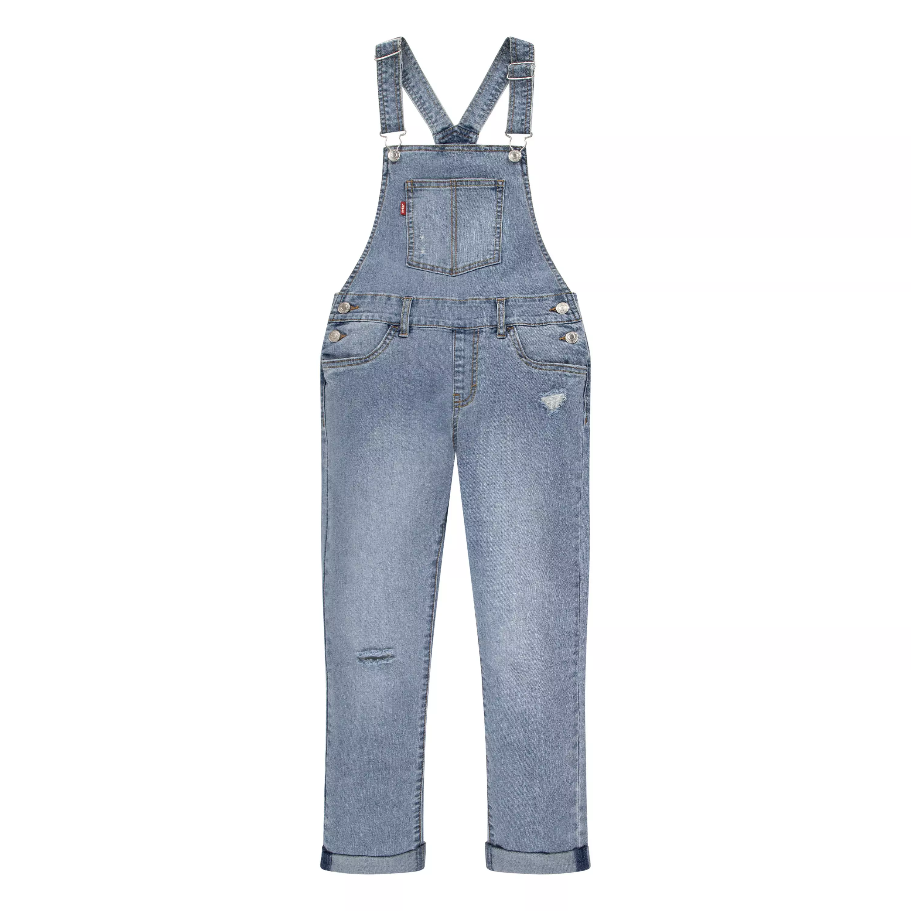Levi's Big Girls' Girlfriend Fit Light Blue Wash Denim Overalls - LIGHT BLUE