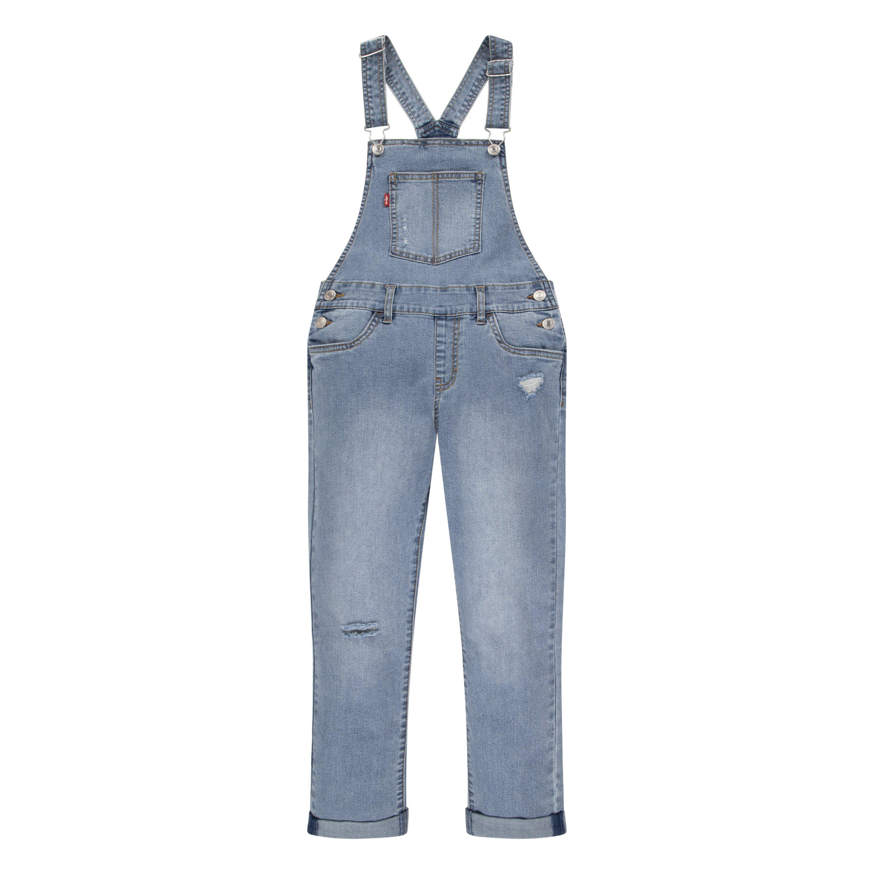 Levi's Girlfriend Fit Big Girls' Light Blue Wash Denim Overalls