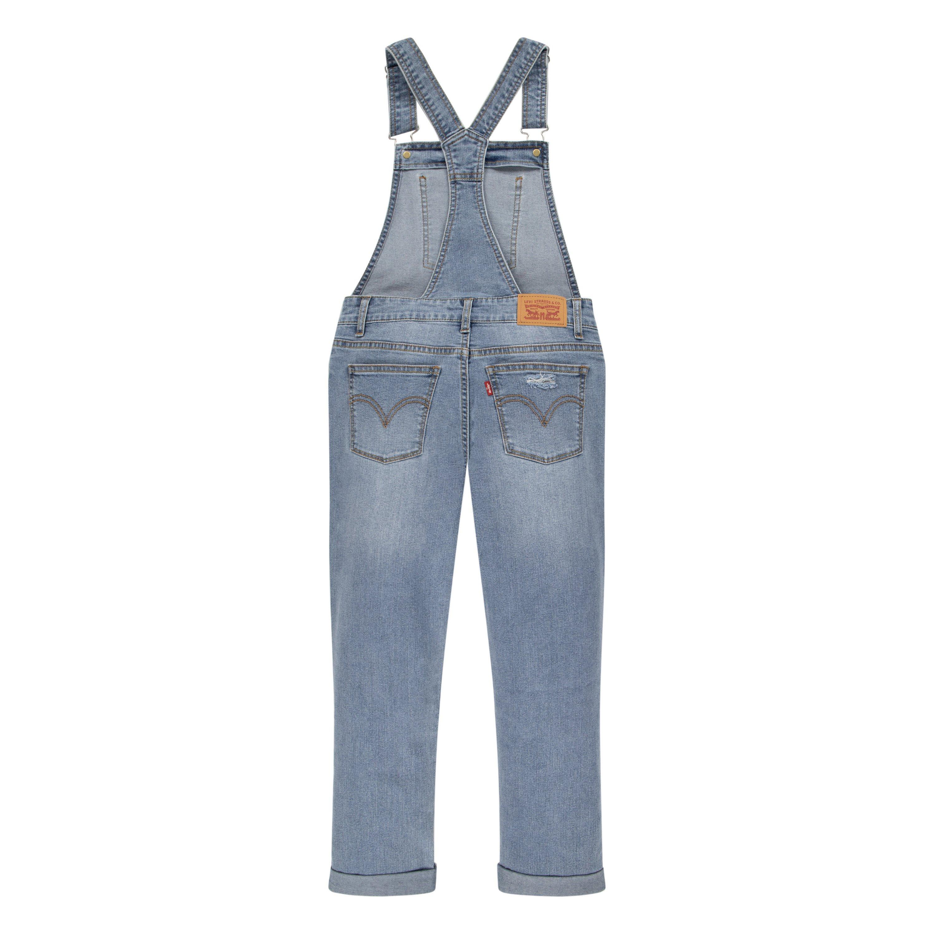 Levi's Girlfriend Fit Big Girls' Light Blue Wash Denim Overalls