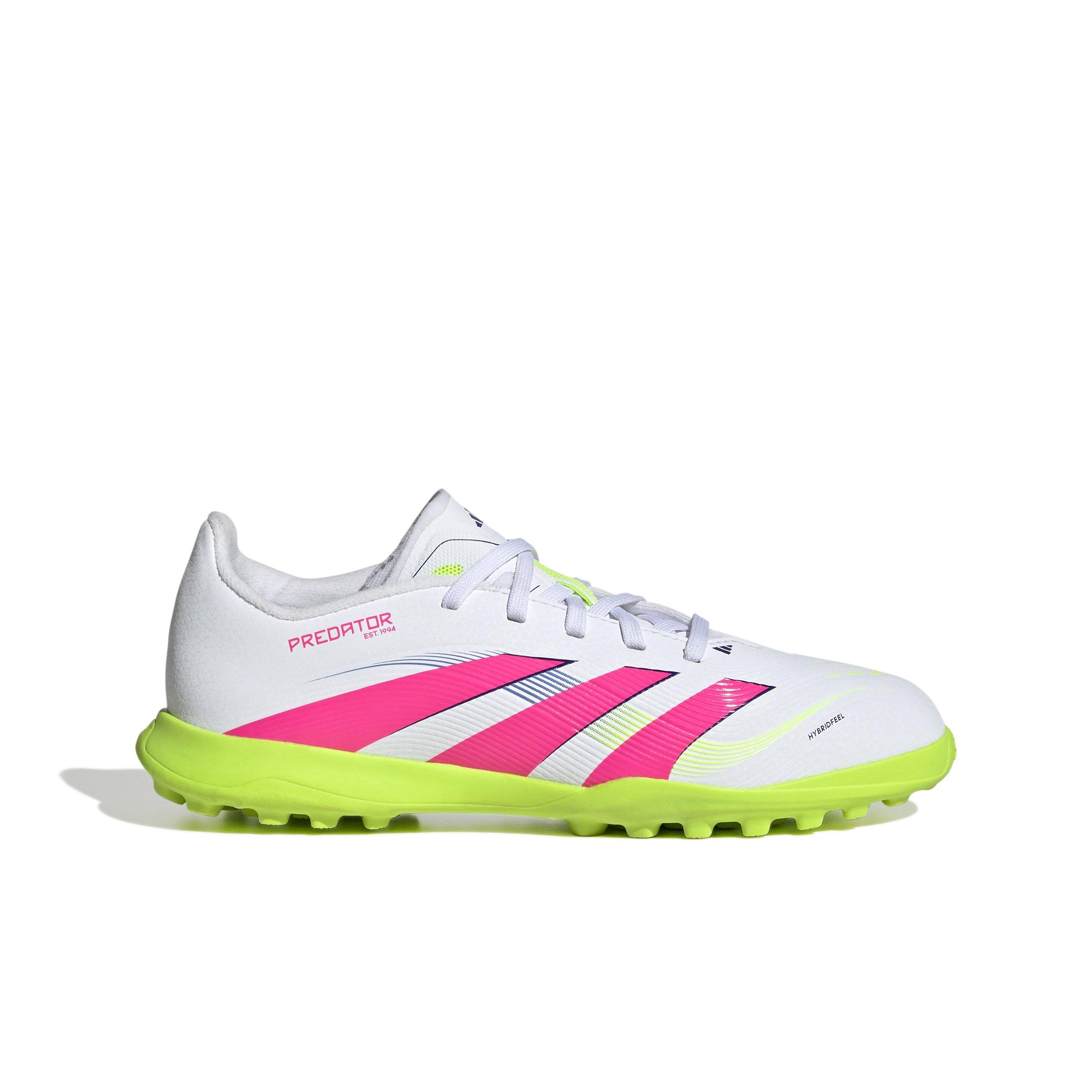 adidas Predator League Turf "Cloud White/Lucid Pink/Lucid Lemon" Grade School Kids' Soccer Shoe - WHITE/PINK/LEMON Thumbnail View 1
