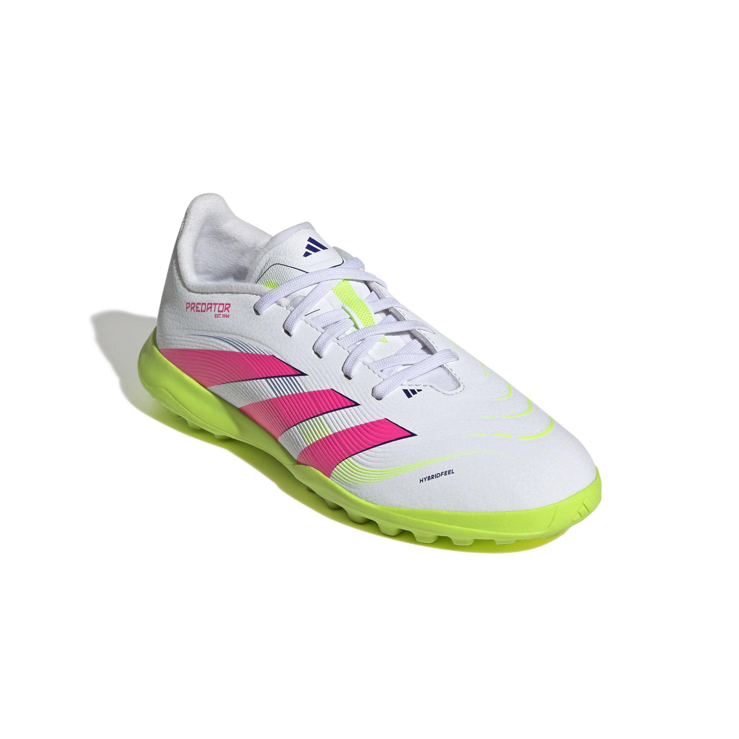adidas Predator League Turf "Cloud White/Lucid Pink/Lucid Lemon" Grade School Kids' Soccer Shoe - WHITE/PINK/LEMON Thumbnail View 3