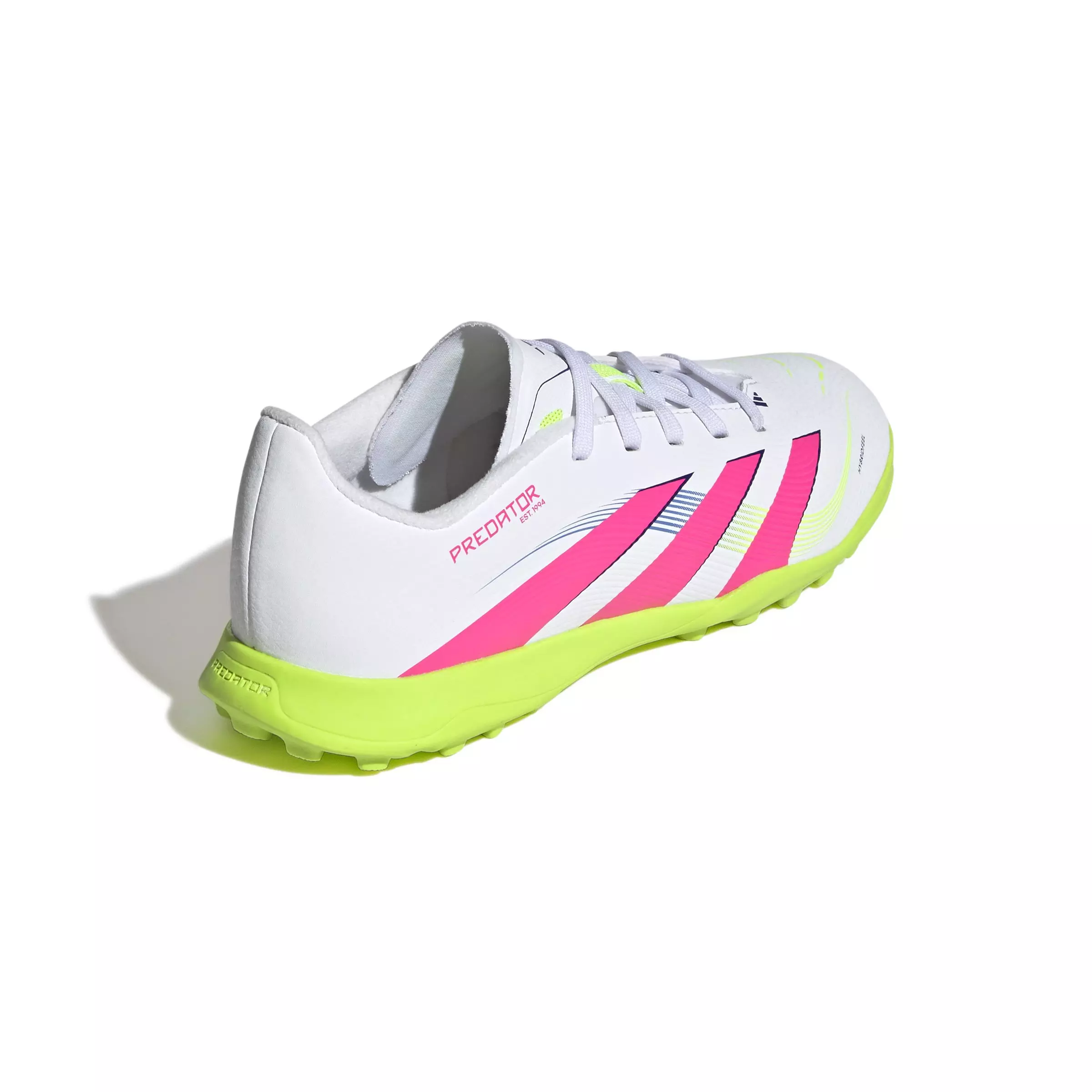 adidas Predator League Turf "Cloud White/Lucid Pink/Lucid Lemon" Grade School Kids' Soccer Shoe - WHITE/PINK/LEMON