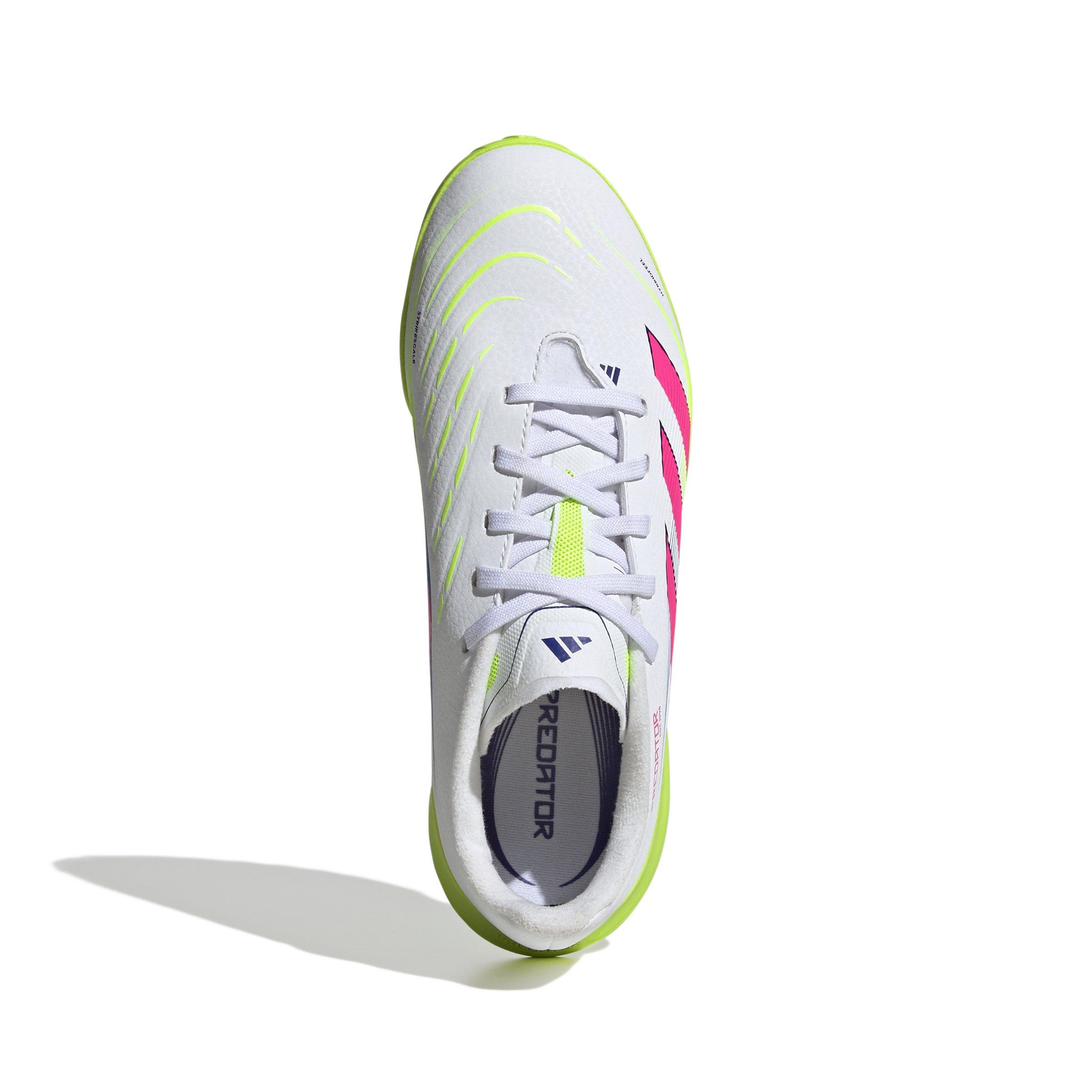 adidas Predator League Turf "Cloud White/Lucid Pink/Lucid Lemon" Grade School Kids' Soccer Shoe - WHITE/PINK/LEMON Thumbnail View 5