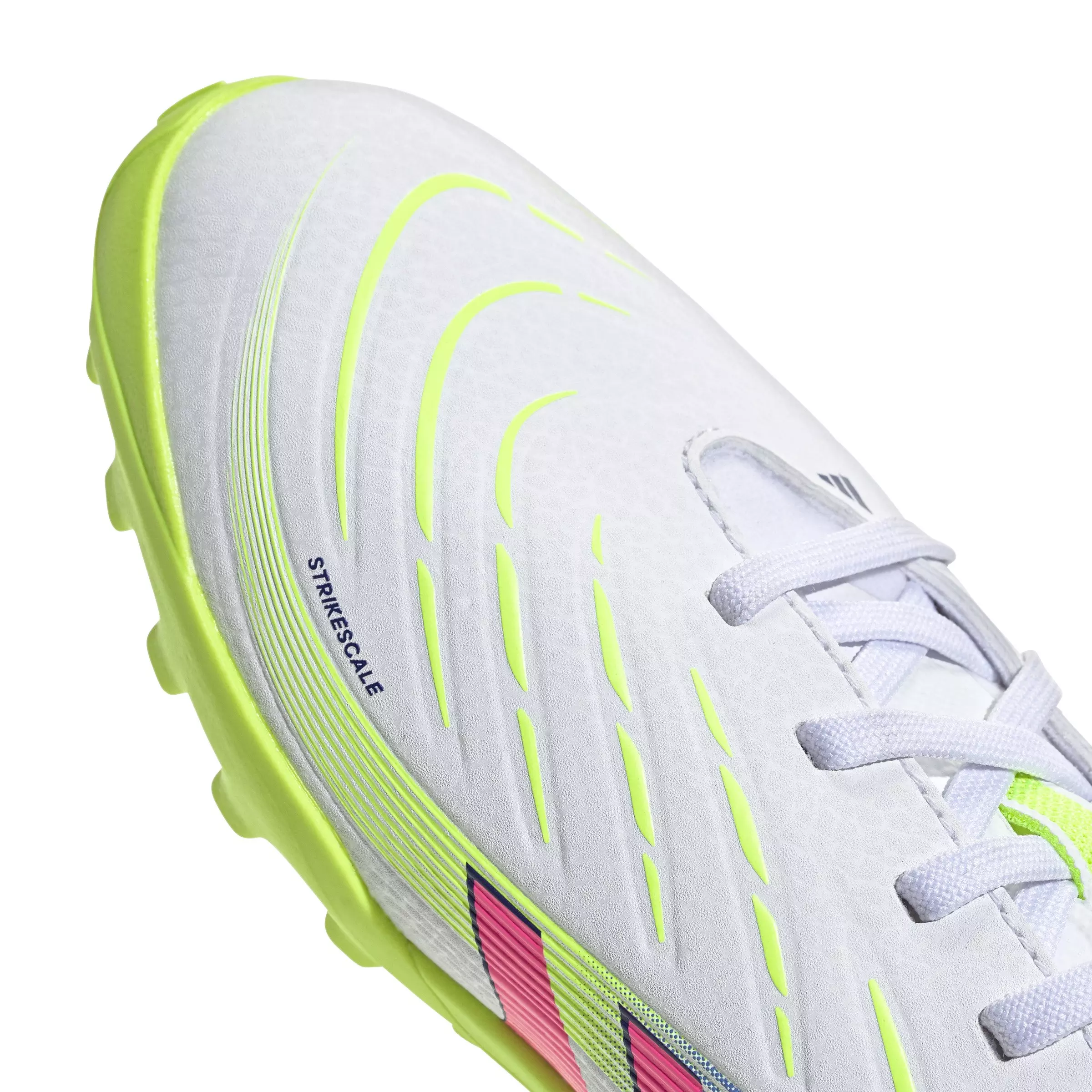 adidas Predator League Turf "Cloud White/Lucid Pink/Lucid Lemon" Grade School Kids' Soccer Shoe - WHITE/PINK/LEMON
