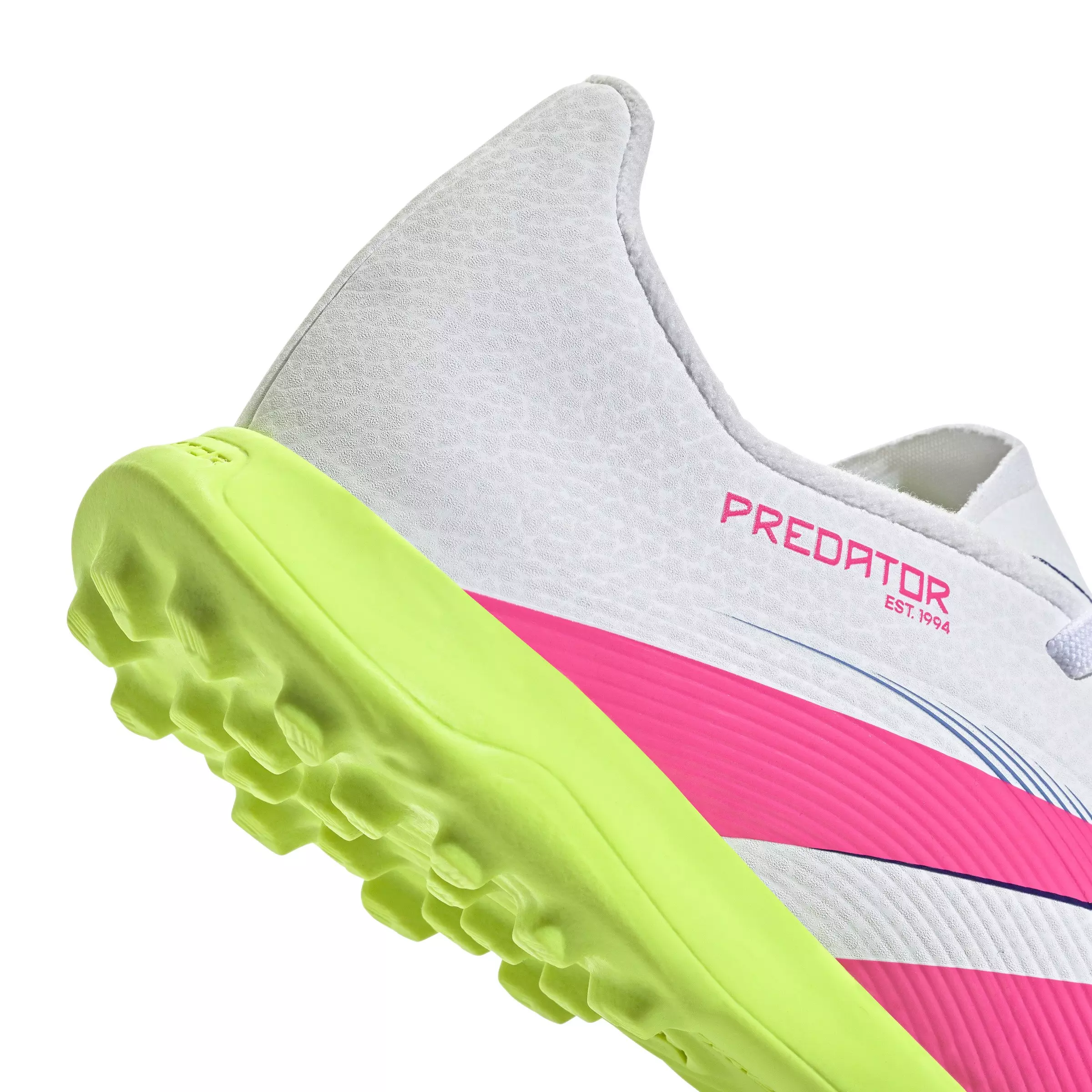 adidas Predator League Turf "Cloud White/Lucid Pink/Lucid Lemon" Grade School Kids' Soccer Shoe - WHITE/PINK/LEMON