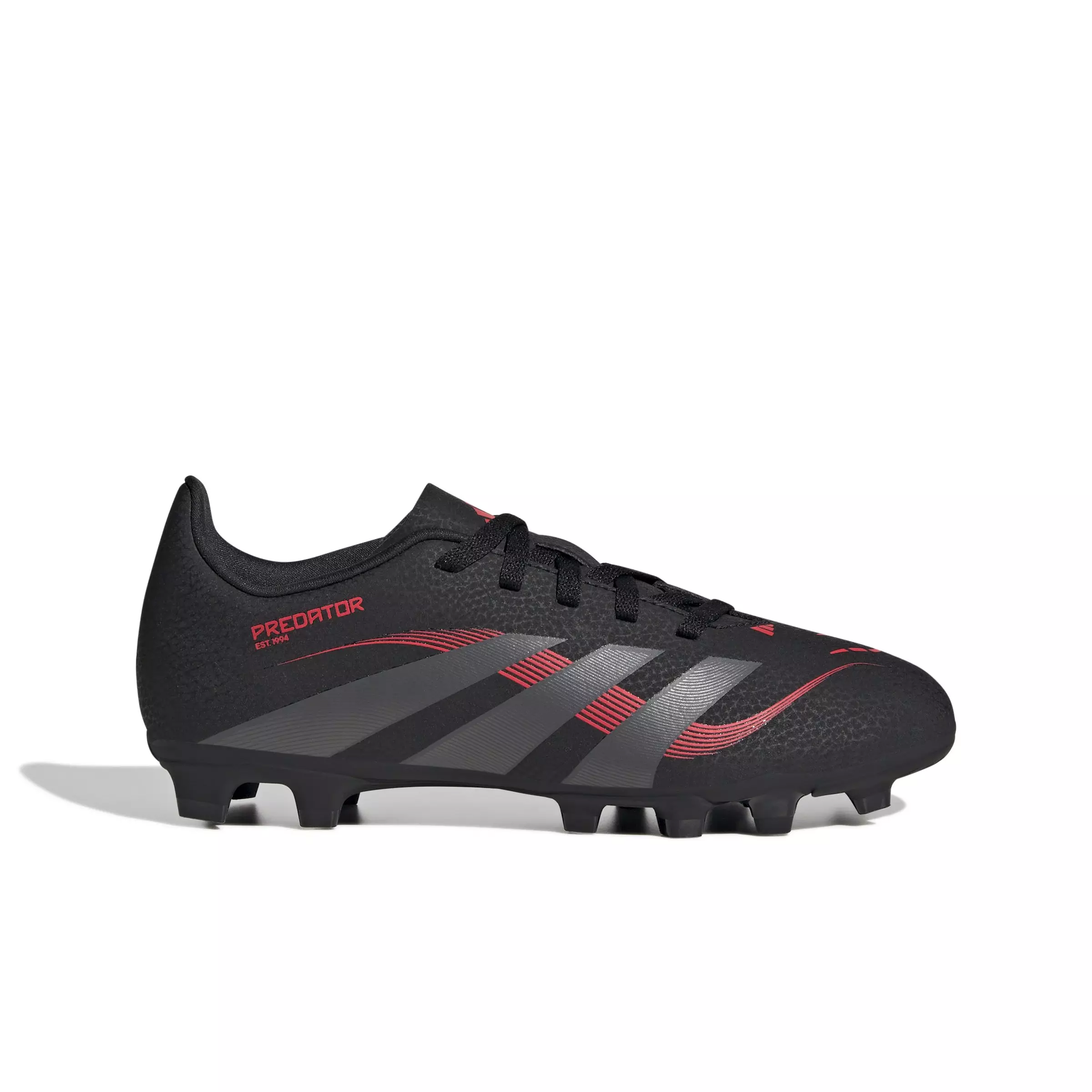 adidas Predator Club Firm/MG "Black/Grey/Red" Grade School Kids' Soccer Cleat - BLACK/GREY/RED