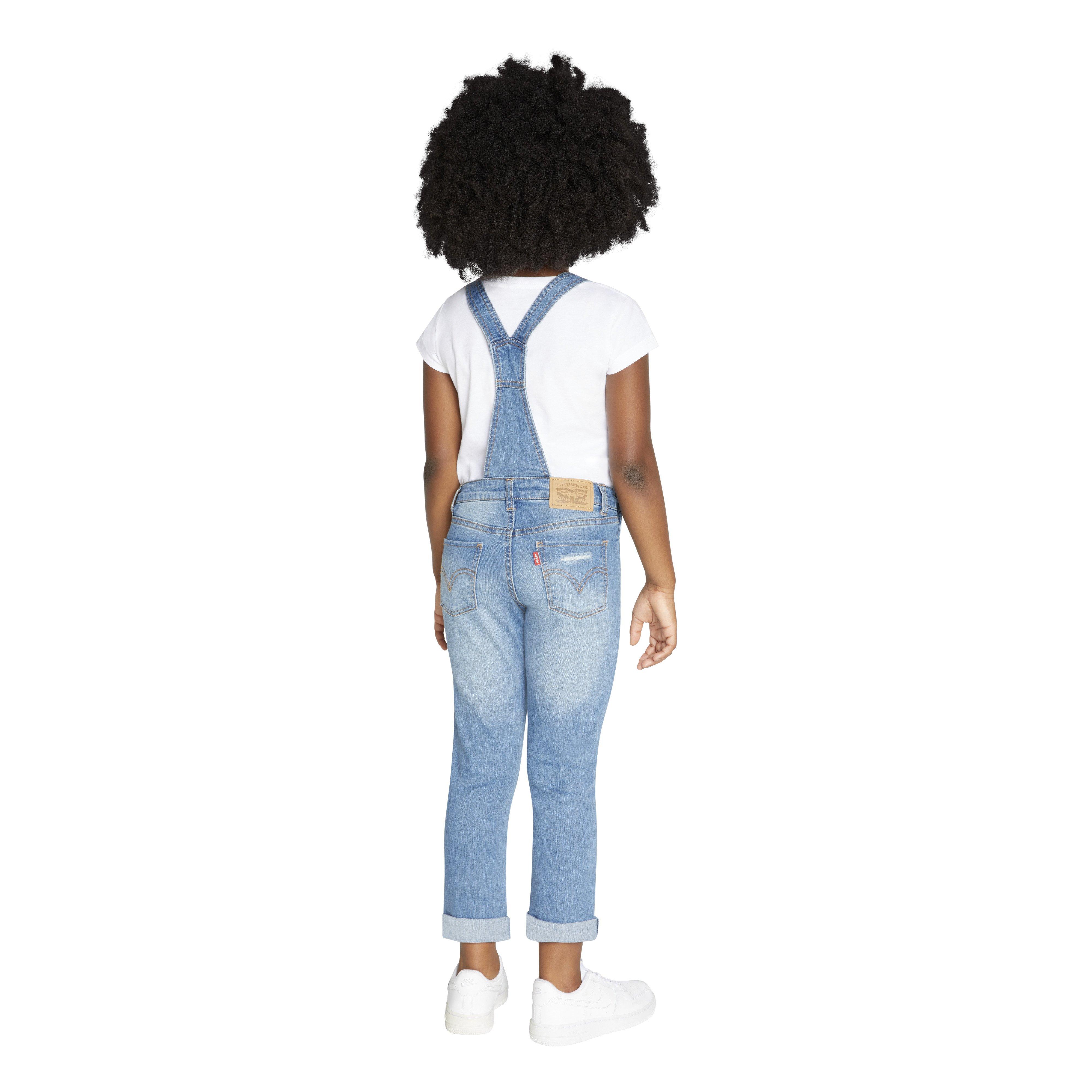 Levi's Girlfriend Fit Little Girls' Light Blue Wash Denim Overalls