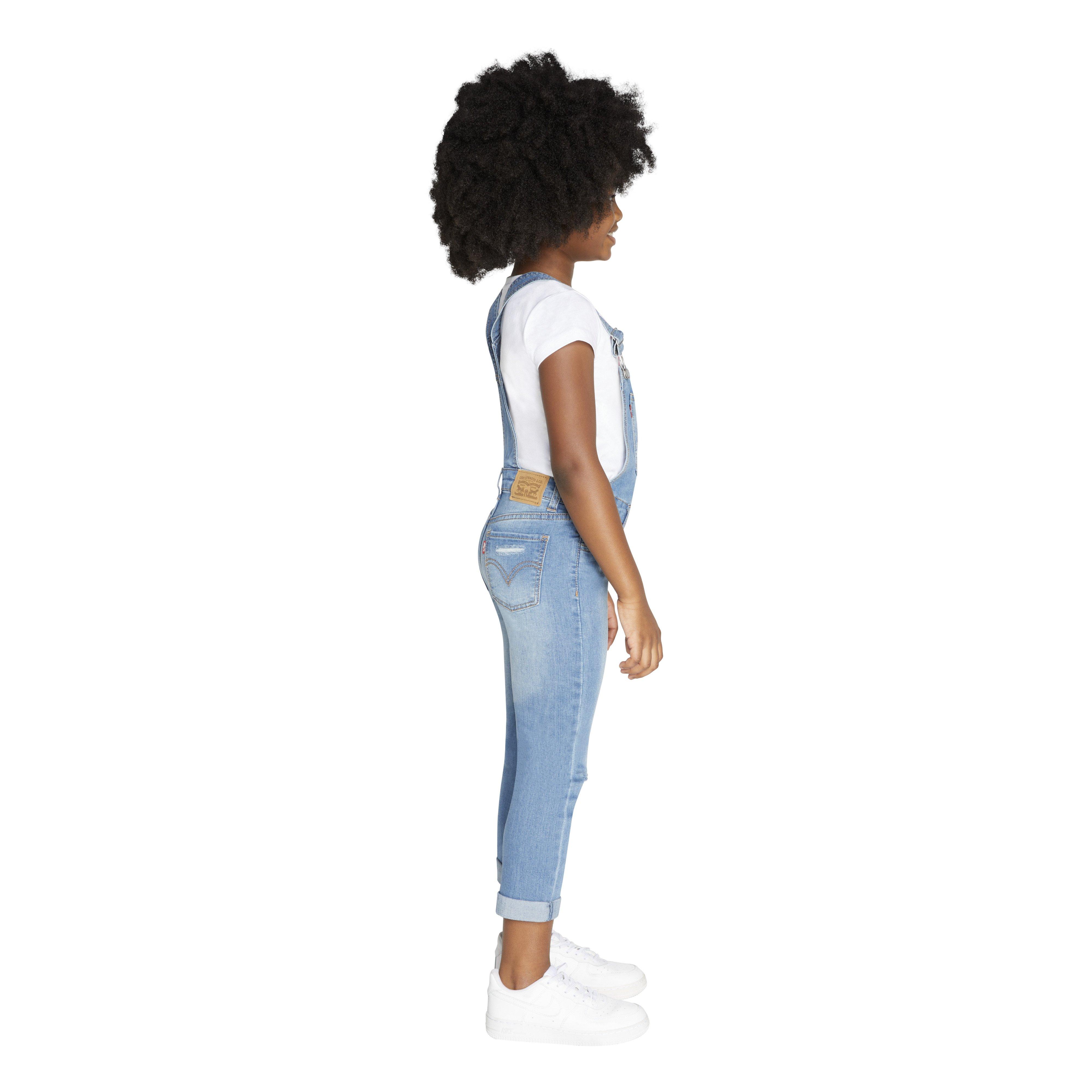 Levi's Little Girls' Girlfriend Fit Light Blue Wash Denim Overalls - LIGHT BLUE Thumbnail View 3
