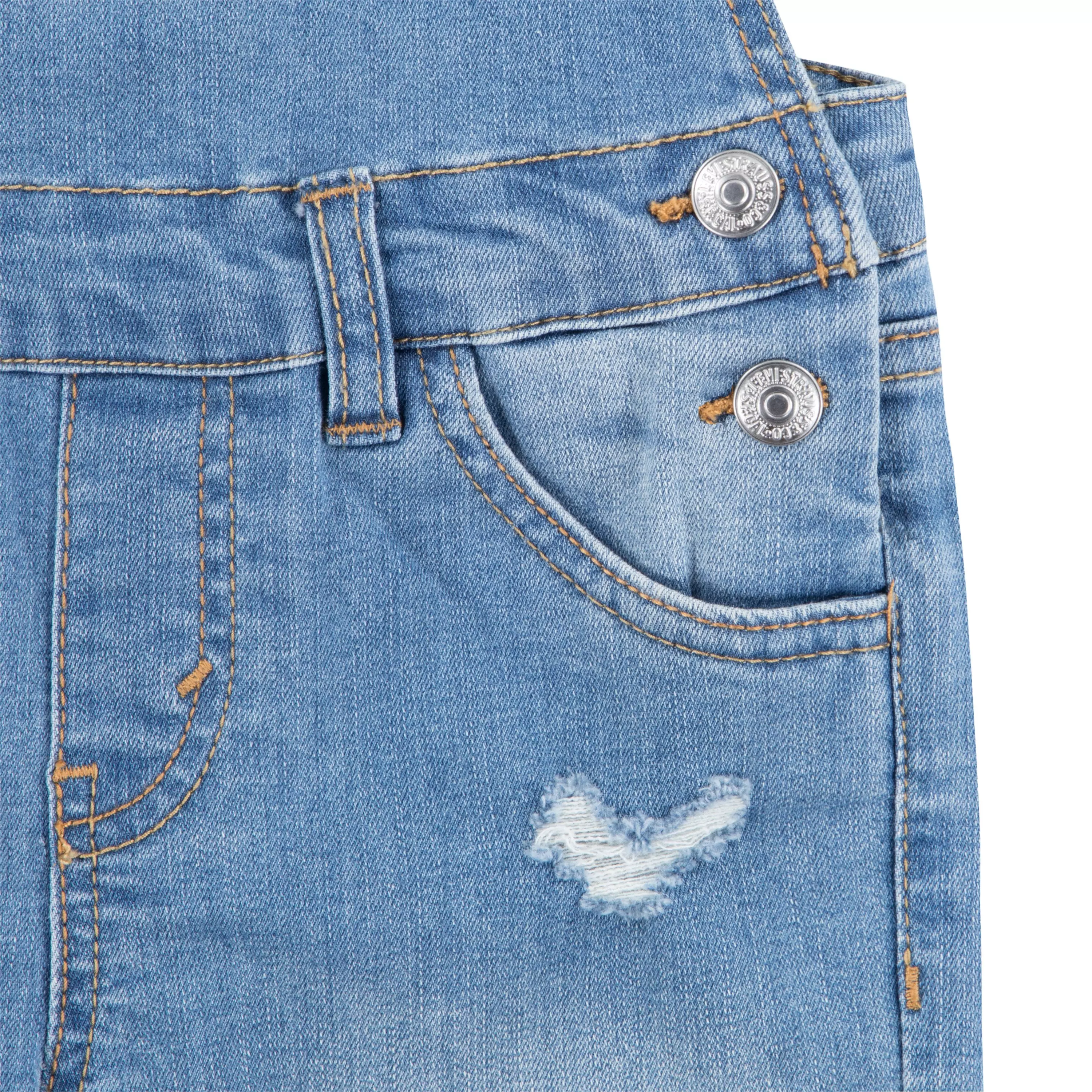 Levi's Little Girls' Girlfriend Fit Light Blue Wash Denim Overalls - LIGHT BLUE