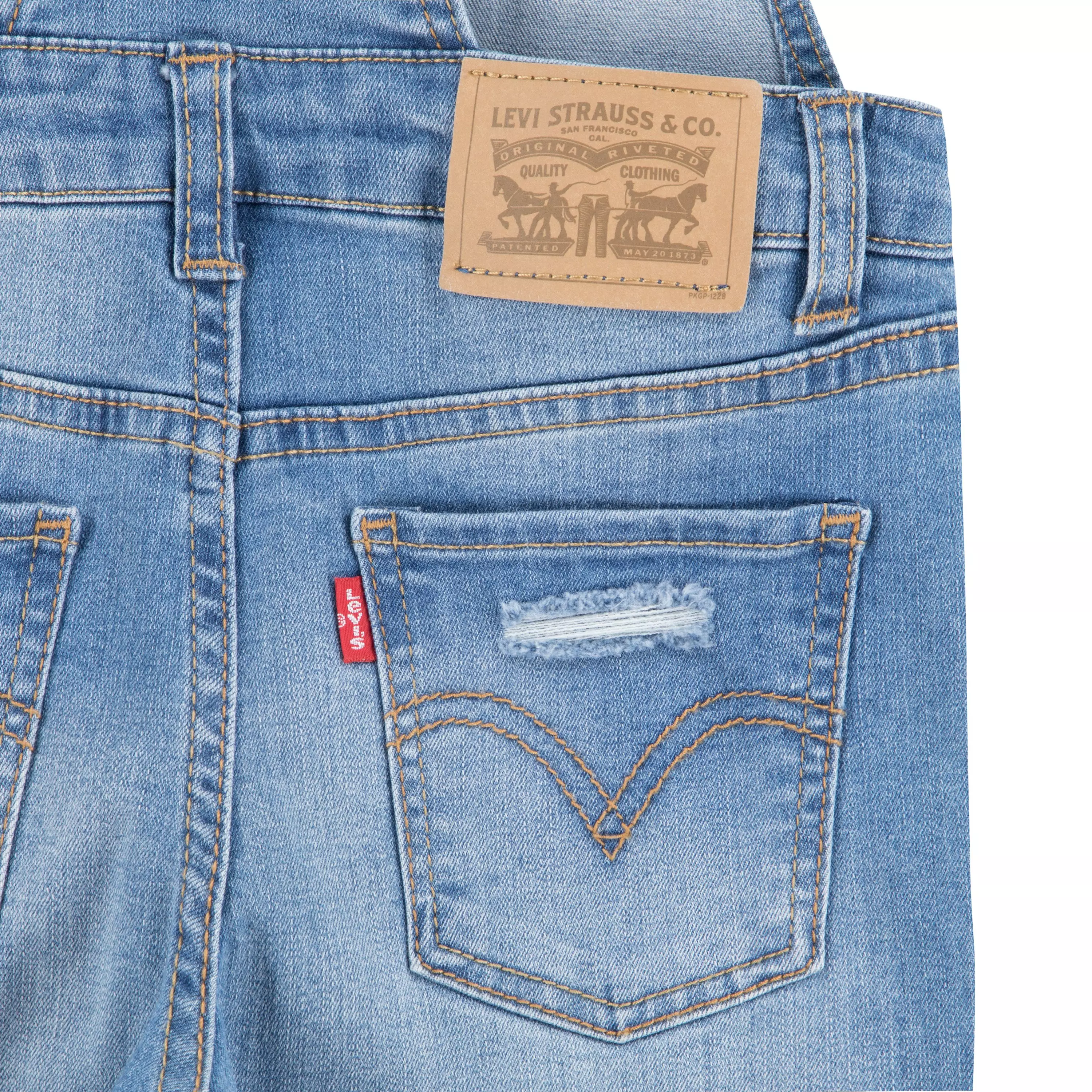 Levi's Little Girls' Girlfriend Fit Light Blue Wash Denim Overalls - LIGHT BLUE
