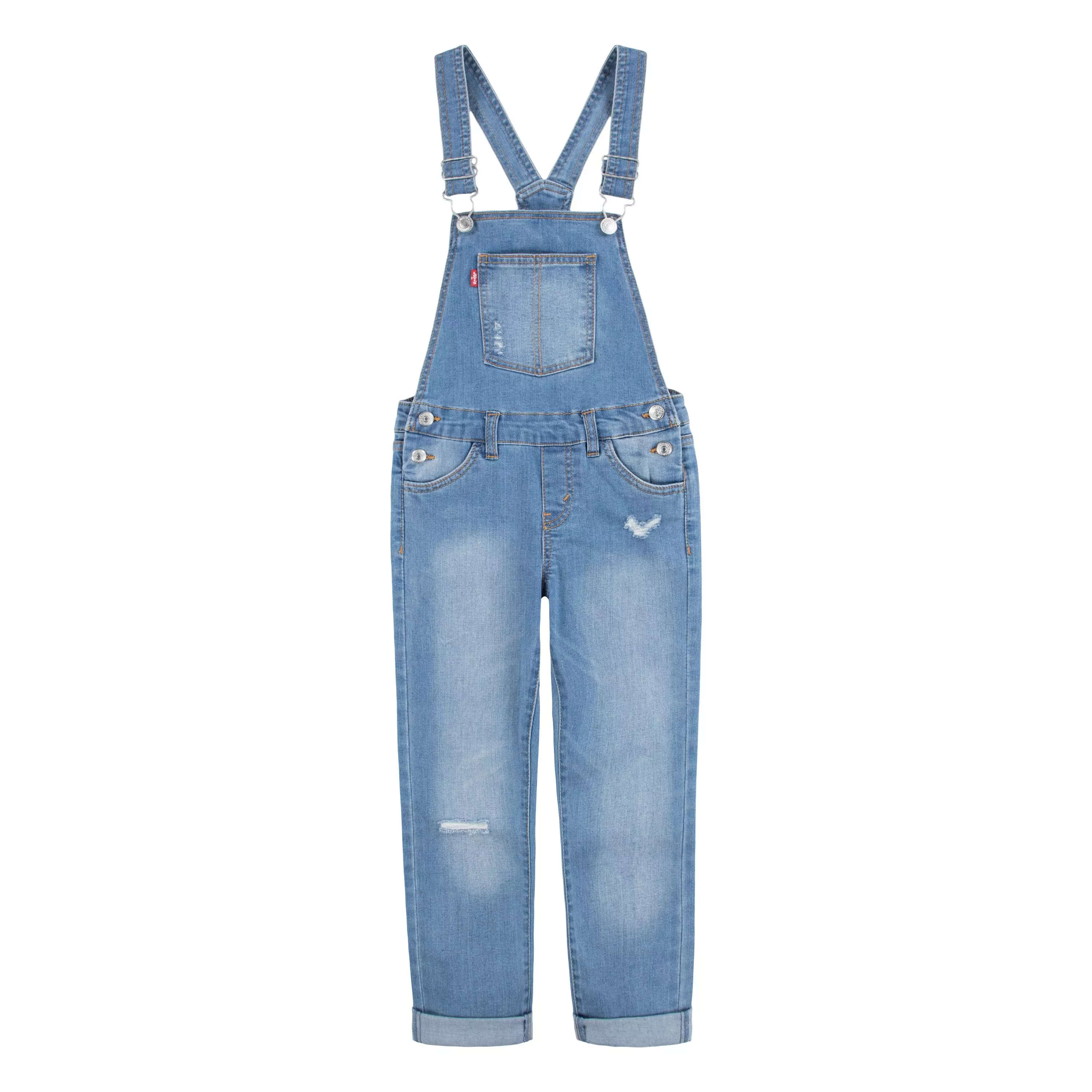 Levi's Little Girls' Girlfriend Fit Light Blue Wash Denim Overalls - LIGHT BLUE