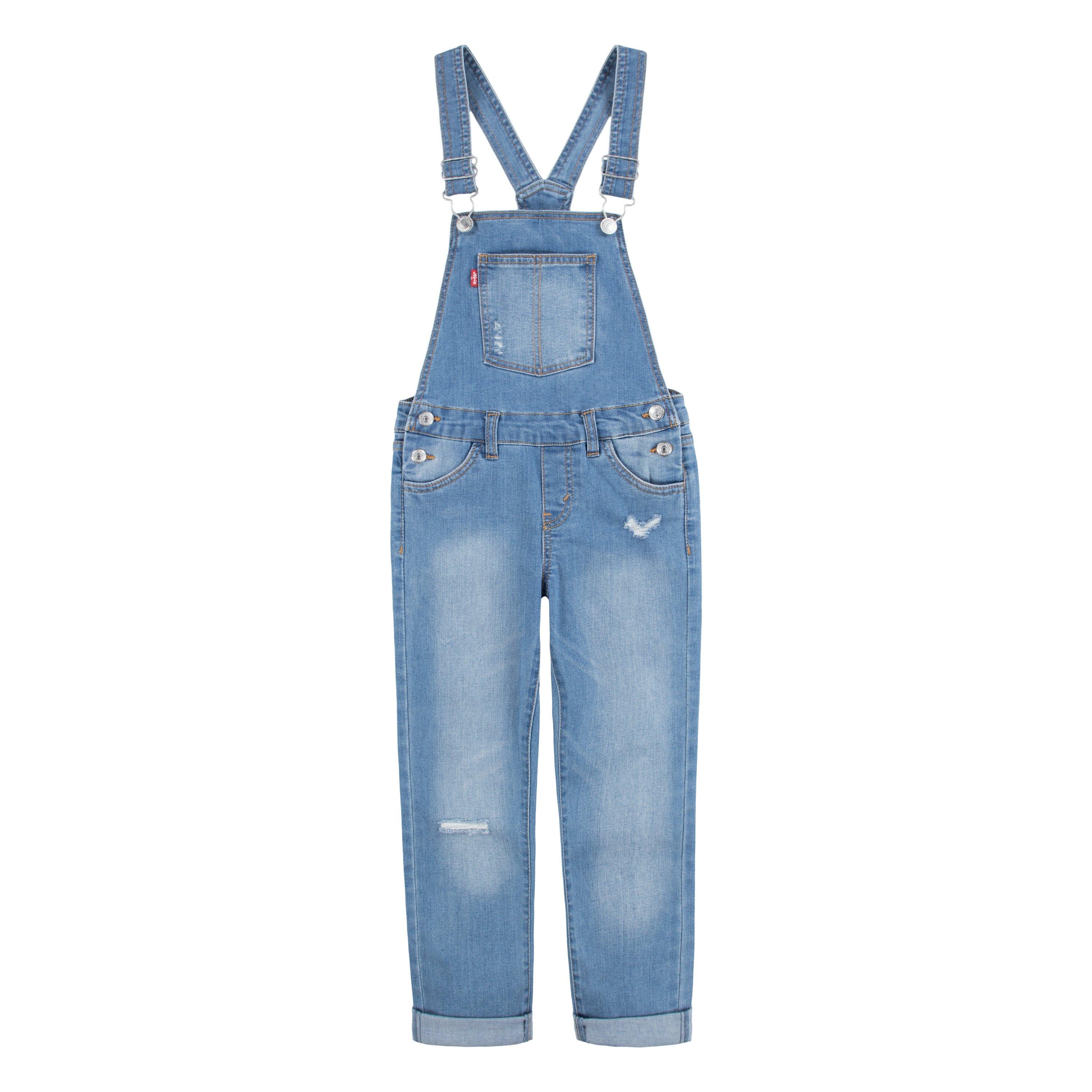 Levi's Girlfriend Fit Little Girls' Light Blue Wash Denim Overalls