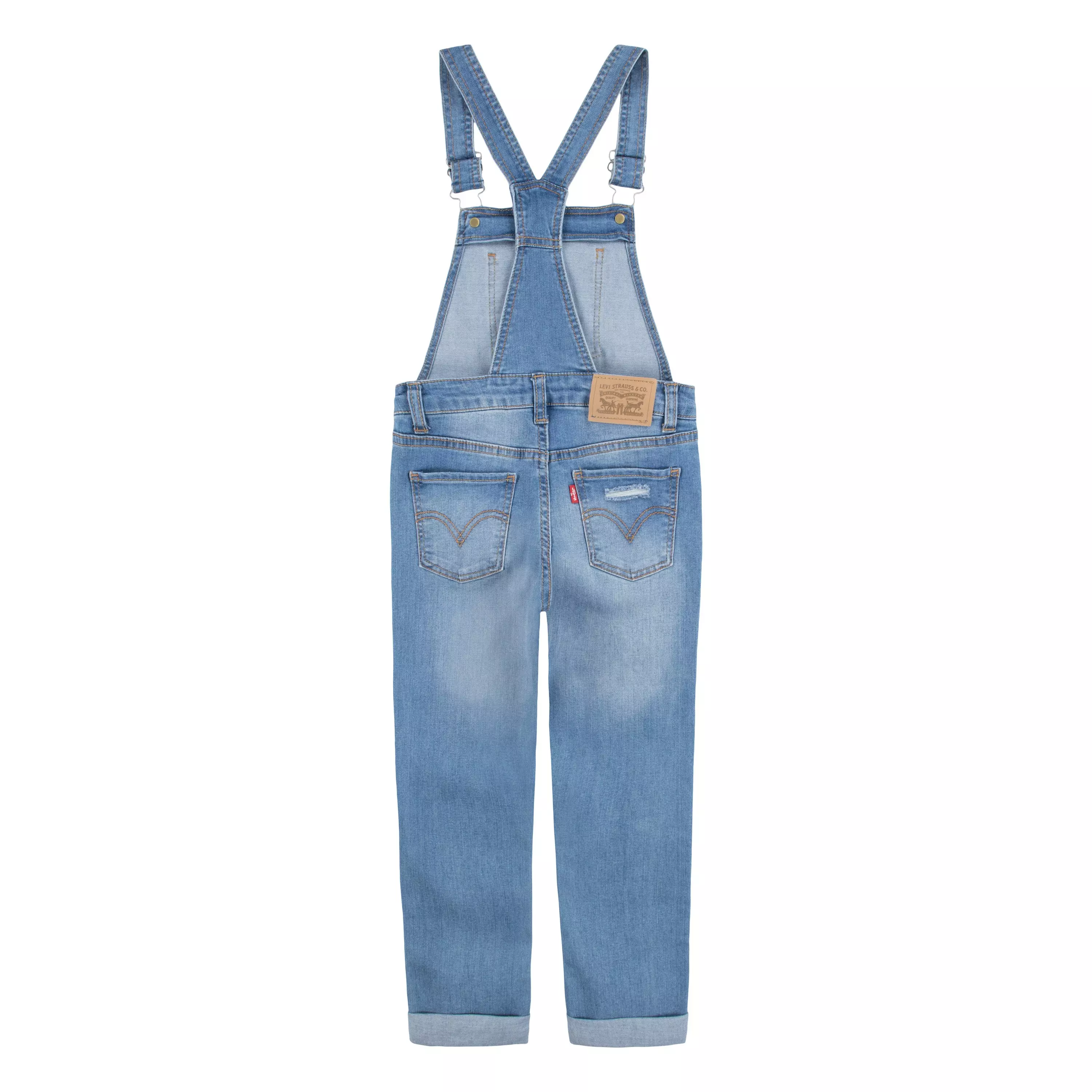 Levi's Little Girls' Girlfriend Fit Light Blue Wash Denim Overalls - LIGHT BLUE