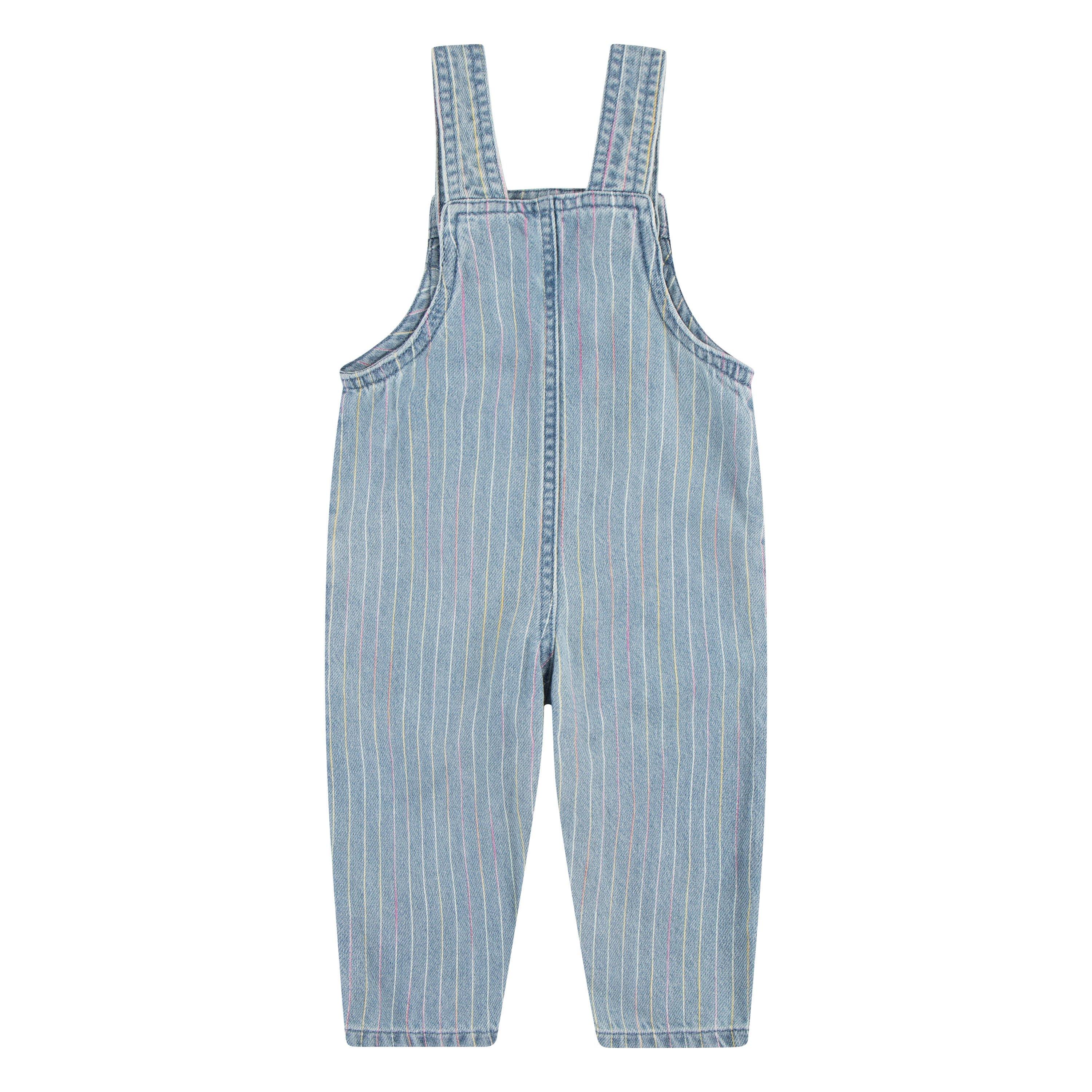 Levi's Infant Girls' Rainbow Stripe Light Wash Denim Overalls - LIGHT BLUE Thumbnail View 2