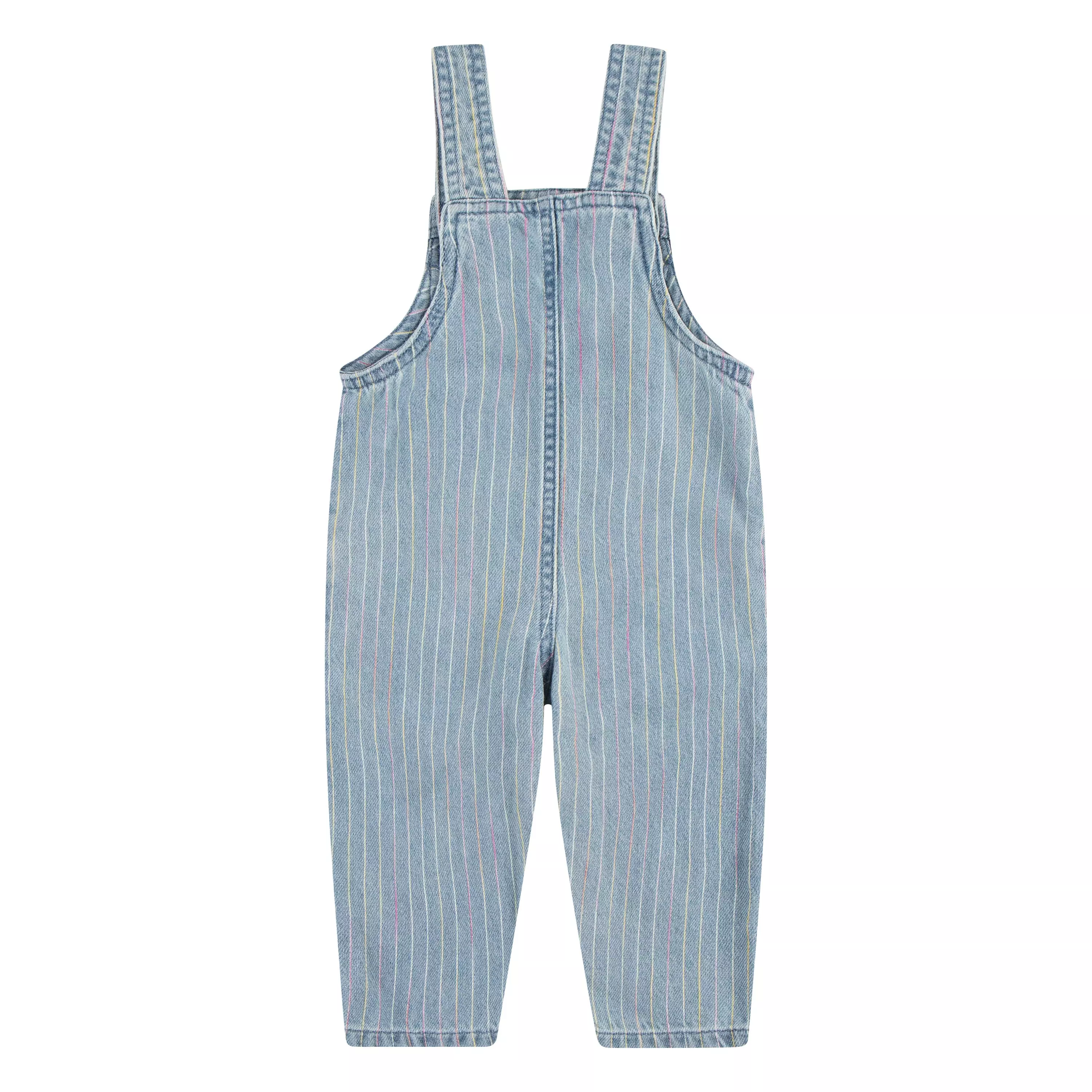 Levi's Infant Girls' Rainbow Stripe Light Wash Denim Overalls - LIGHT BLUE