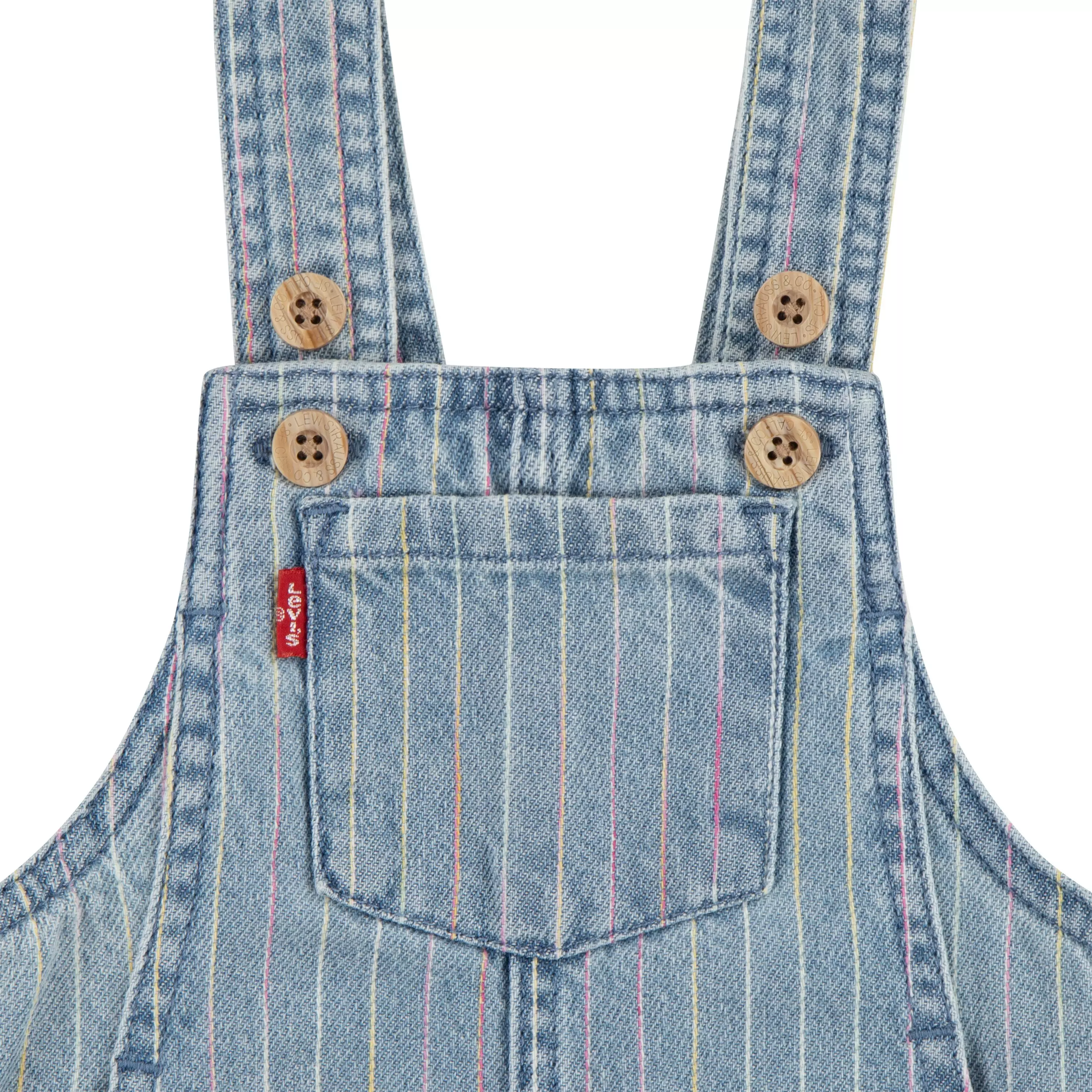 Levi's Infant Girls' Rainbow Stripe Light Wash Denim Overalls - LIGHT BLUE