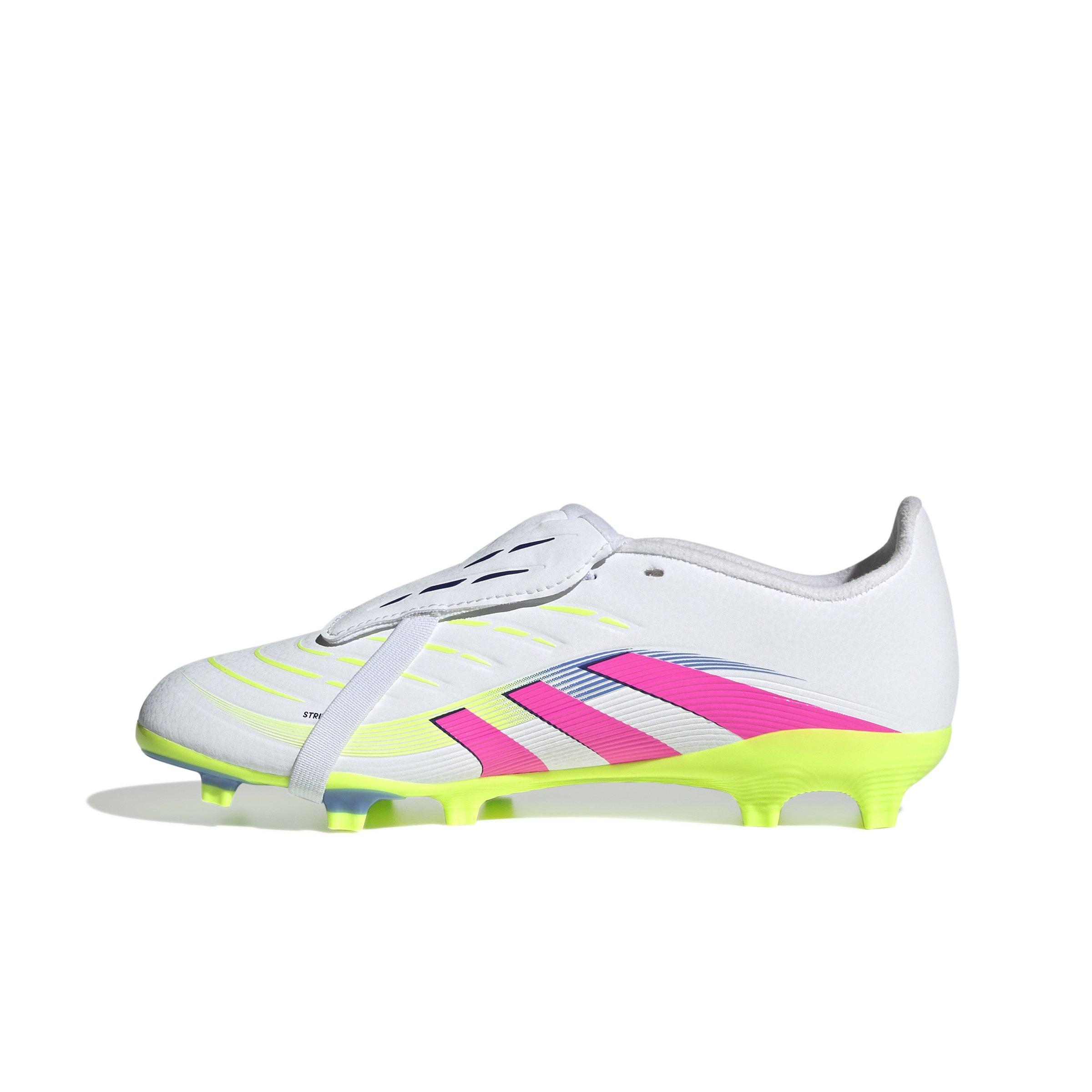 adidas Predator League FG Grade School Kids' "Cloud White/Lucid Pink/Lucid Lemon" Soccer Cleat