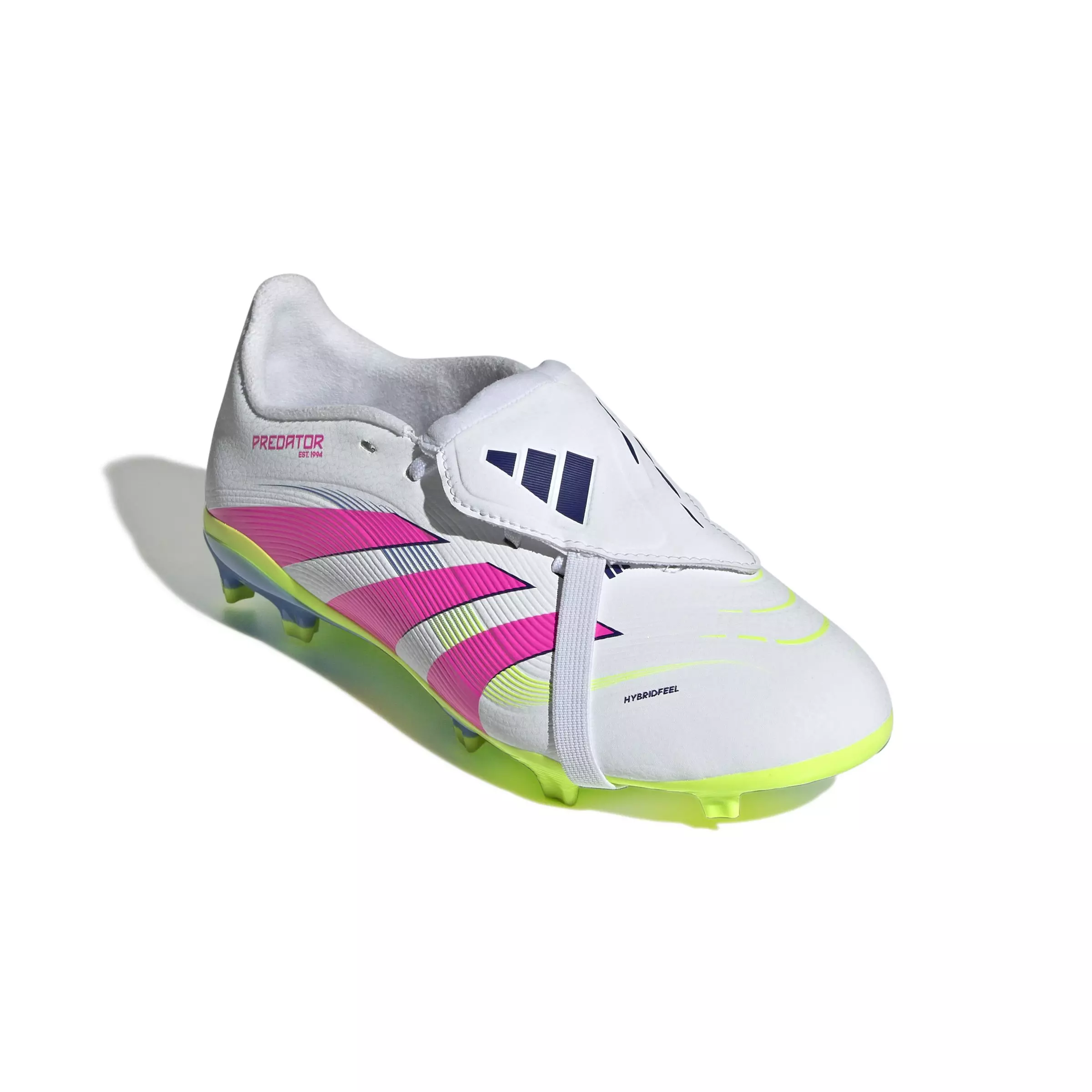 adidas Predator League FG "Cloud White/Lucid Pink/Lucid Lemon" Grade School Kids' Soccer Cleat - WHITE/PINK/LEMON