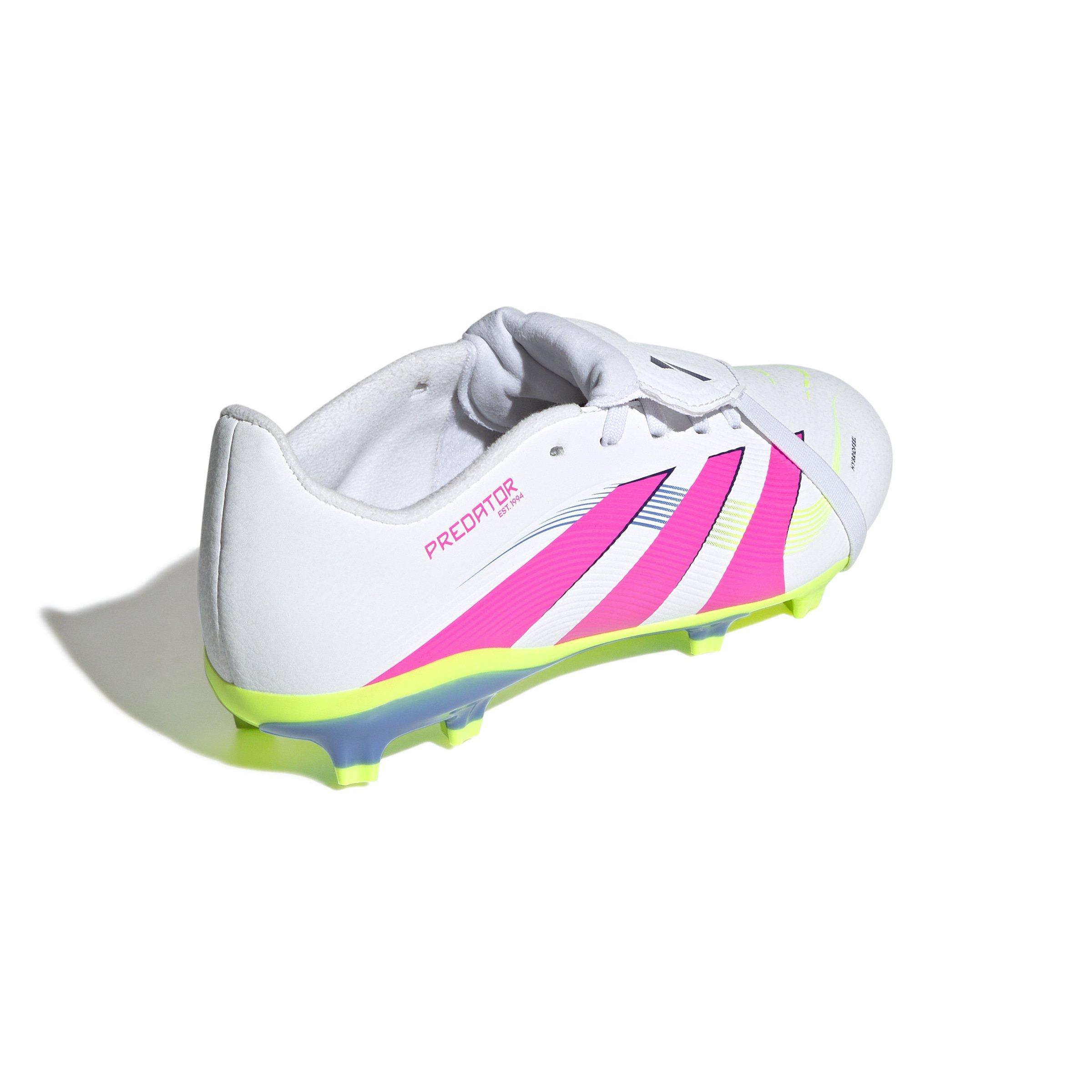 adidas Predator League FG Grade School Kids' "Cloud White/Lucid Pink/Lucid Lemon" Soccer Cleat