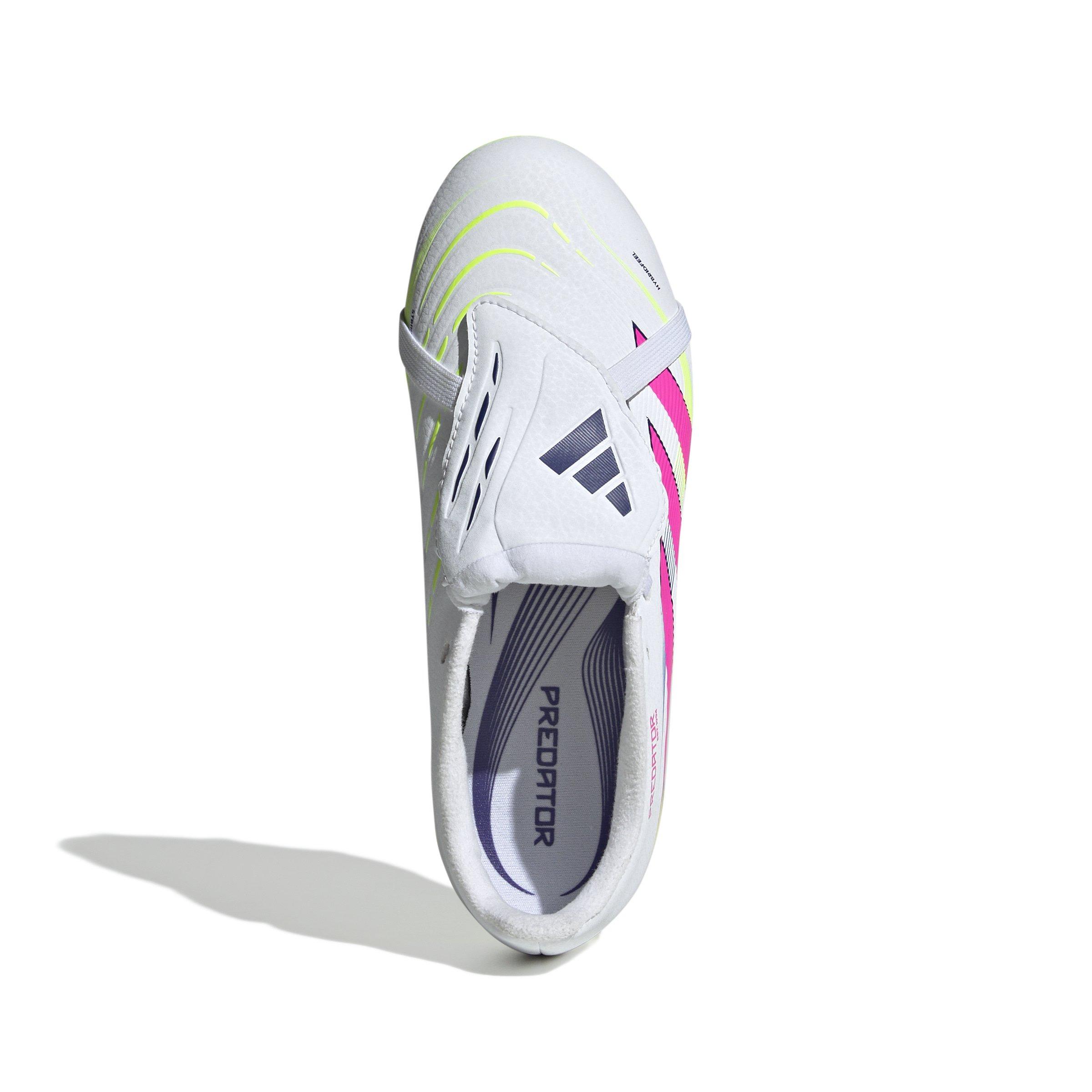 adidas Predator League FG Grade School Kids' "Cloud White/Lucid Pink/Lucid Lemon" Soccer Cleat