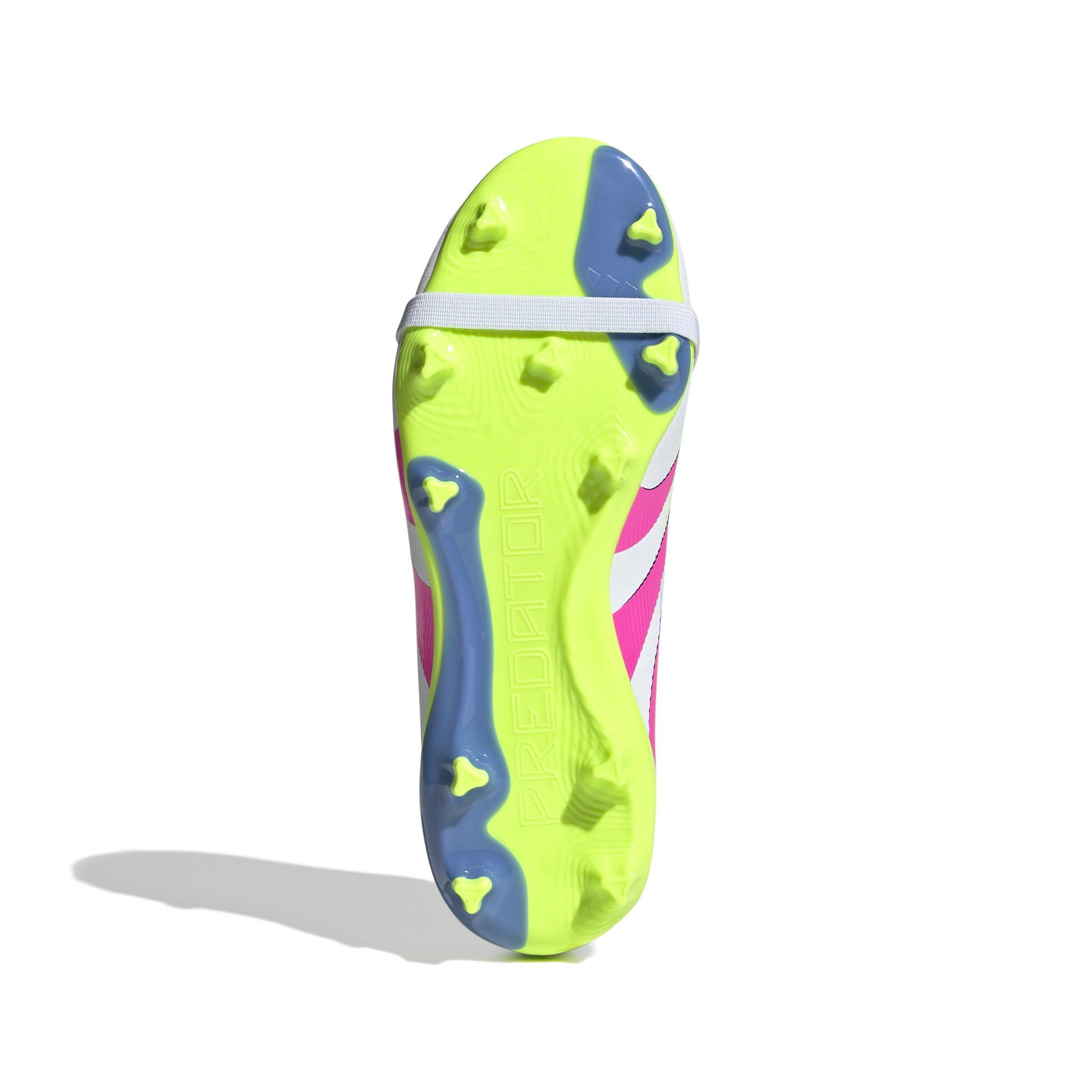 adidas Predator League FG Grade School Kids' "Cloud White/Lucid Pink/Lucid Lemon" Soccer Cleat