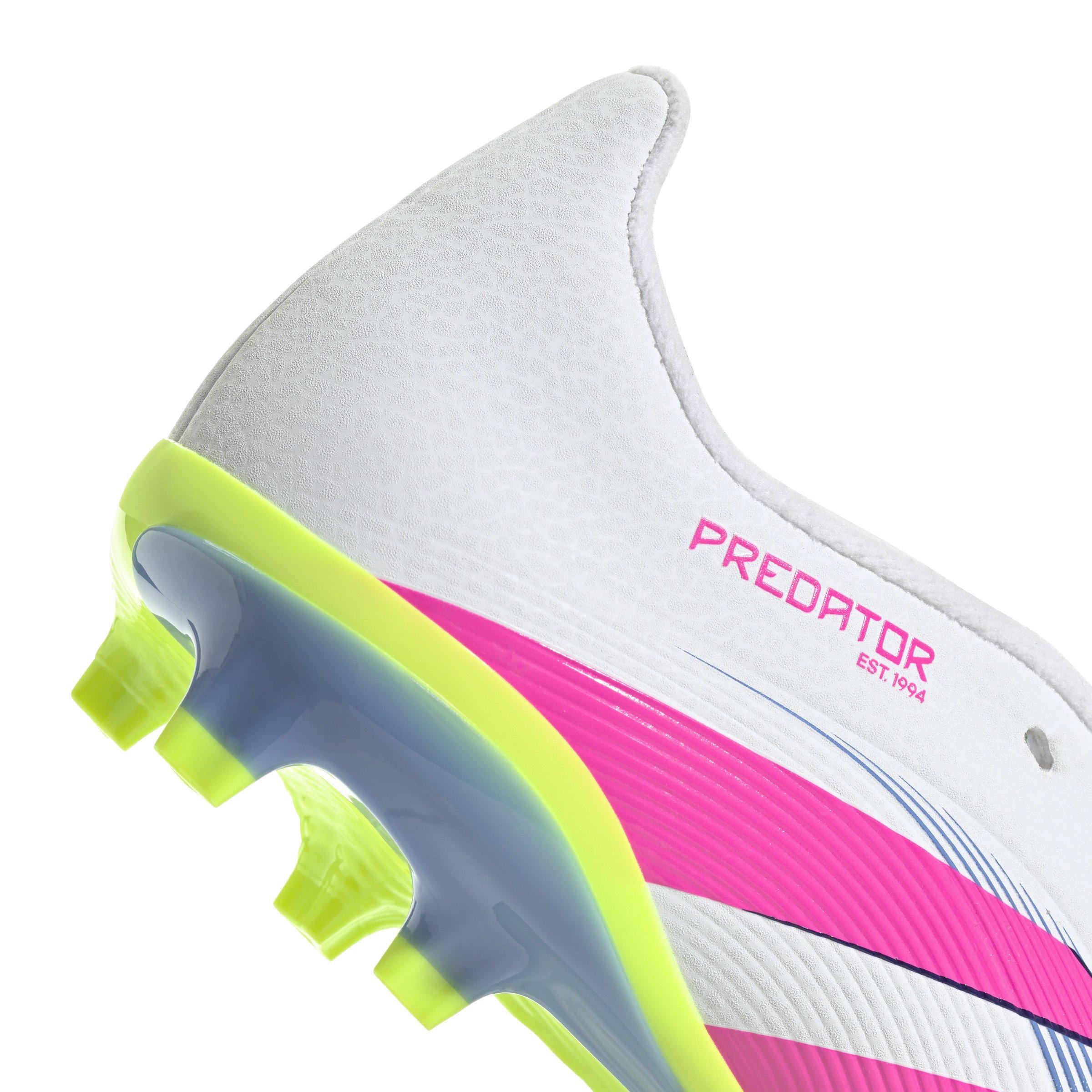adidas Predator League FG Grade School Kids' "Cloud White/Lucid Pink/Lucid Lemon" Soccer Cleat