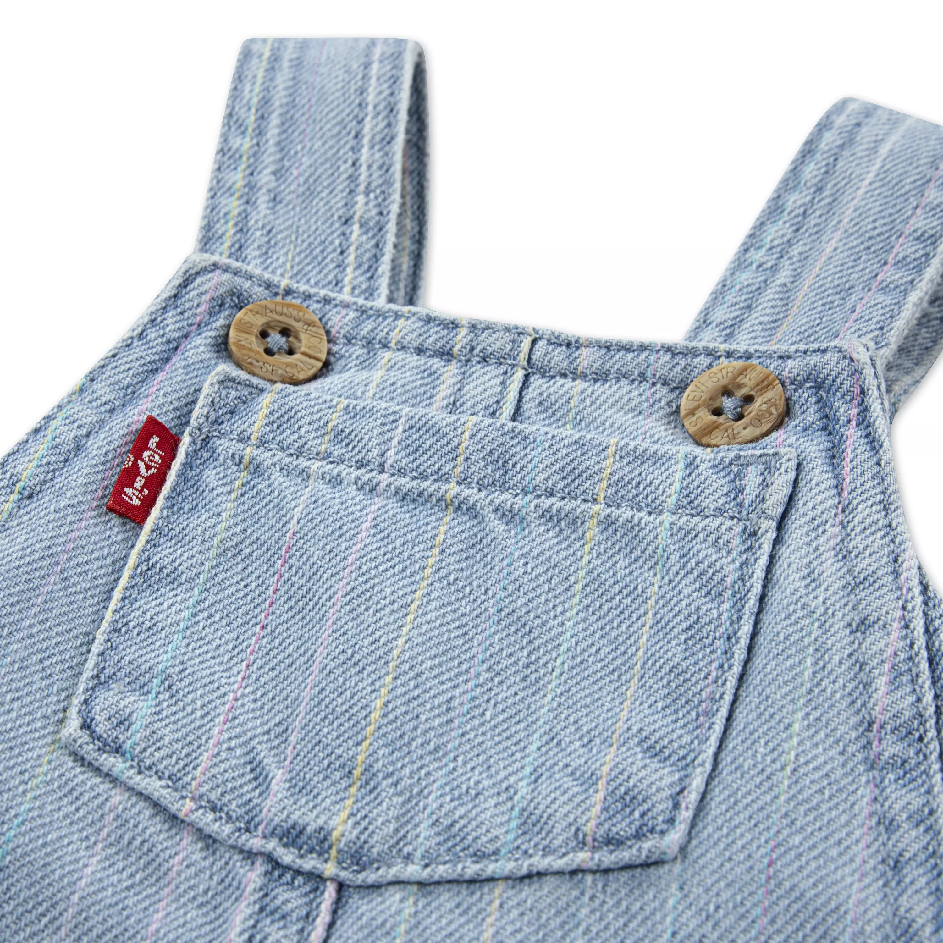 Levi's Rainbow Stripe Baby Girls' Light Wash Denim Overalls - LIGHT BLUE