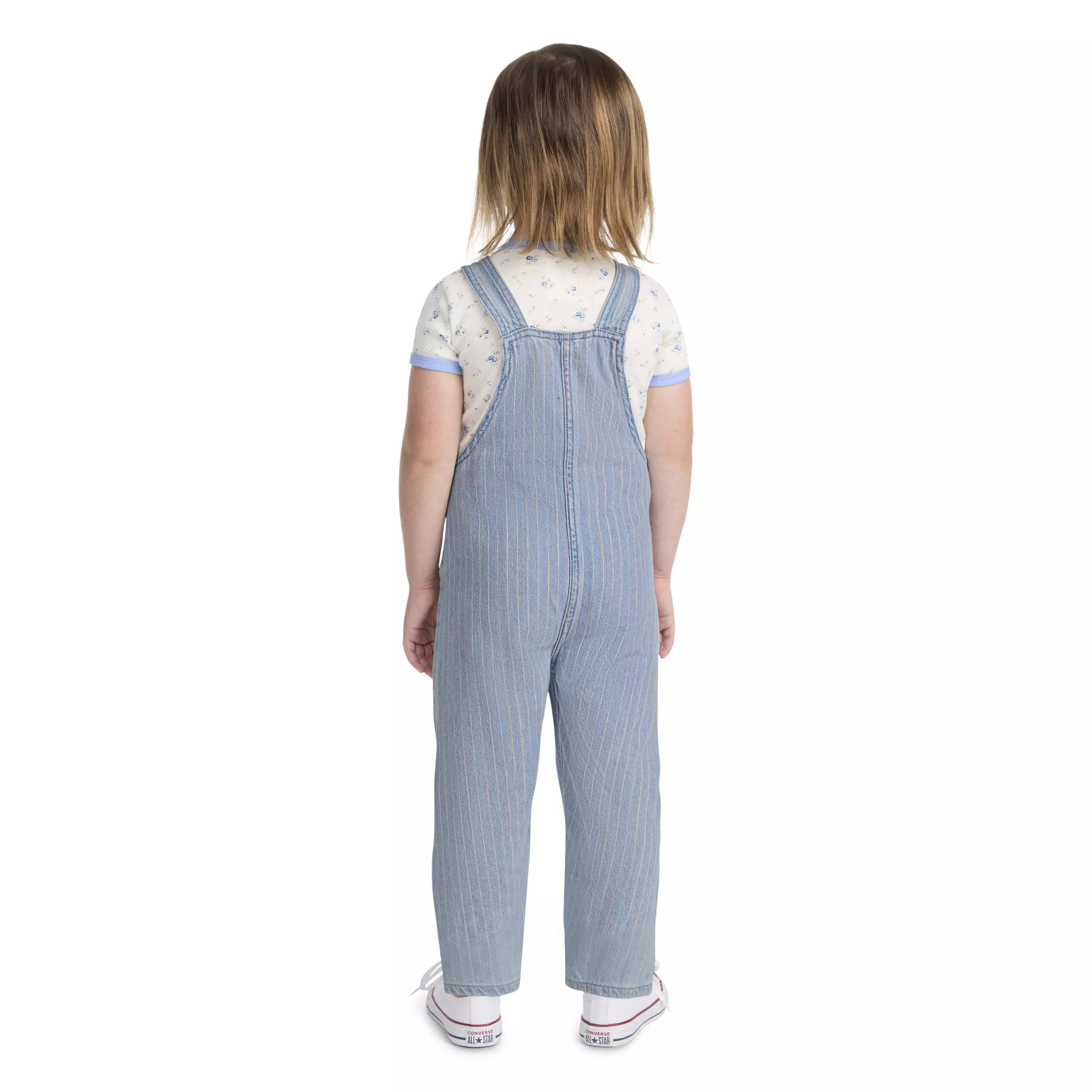 Levi's Rainbow Stripe Toddler Girls' Light Wash Denim Overalls - LIGHT BLUE