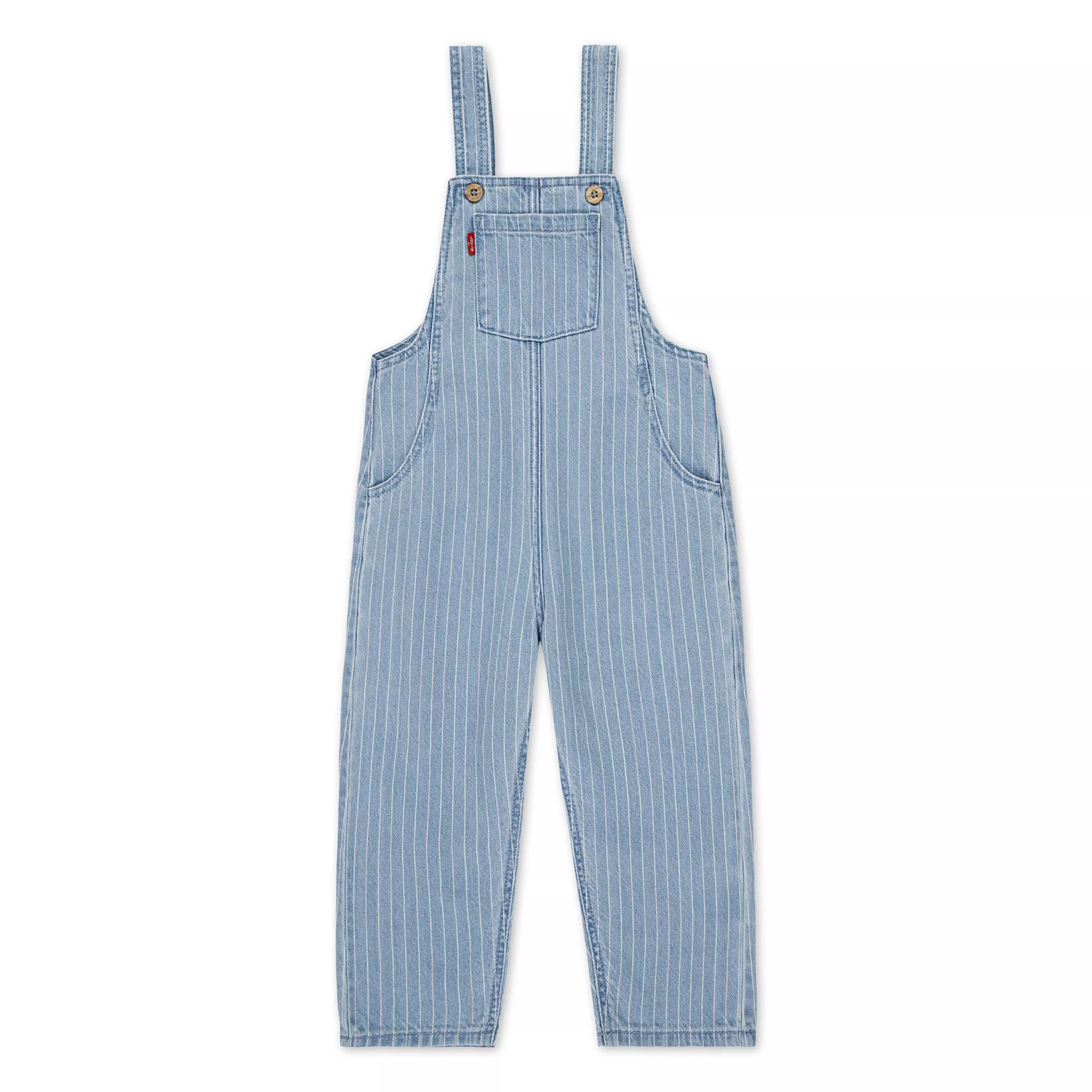 Levi's Rainbow Stripe Toddler Girls' Light Wash Denim Overalls - LIGHT BLUE