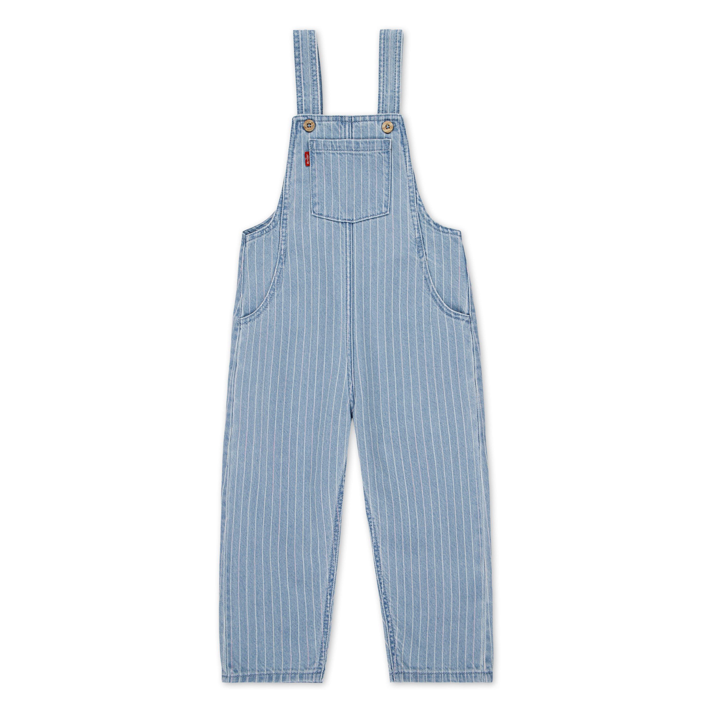 Levi's Toddler Girls' Rainbow Stripe Light Wash Denim Overalls - LIGHT BLUE Thumbnail View 3