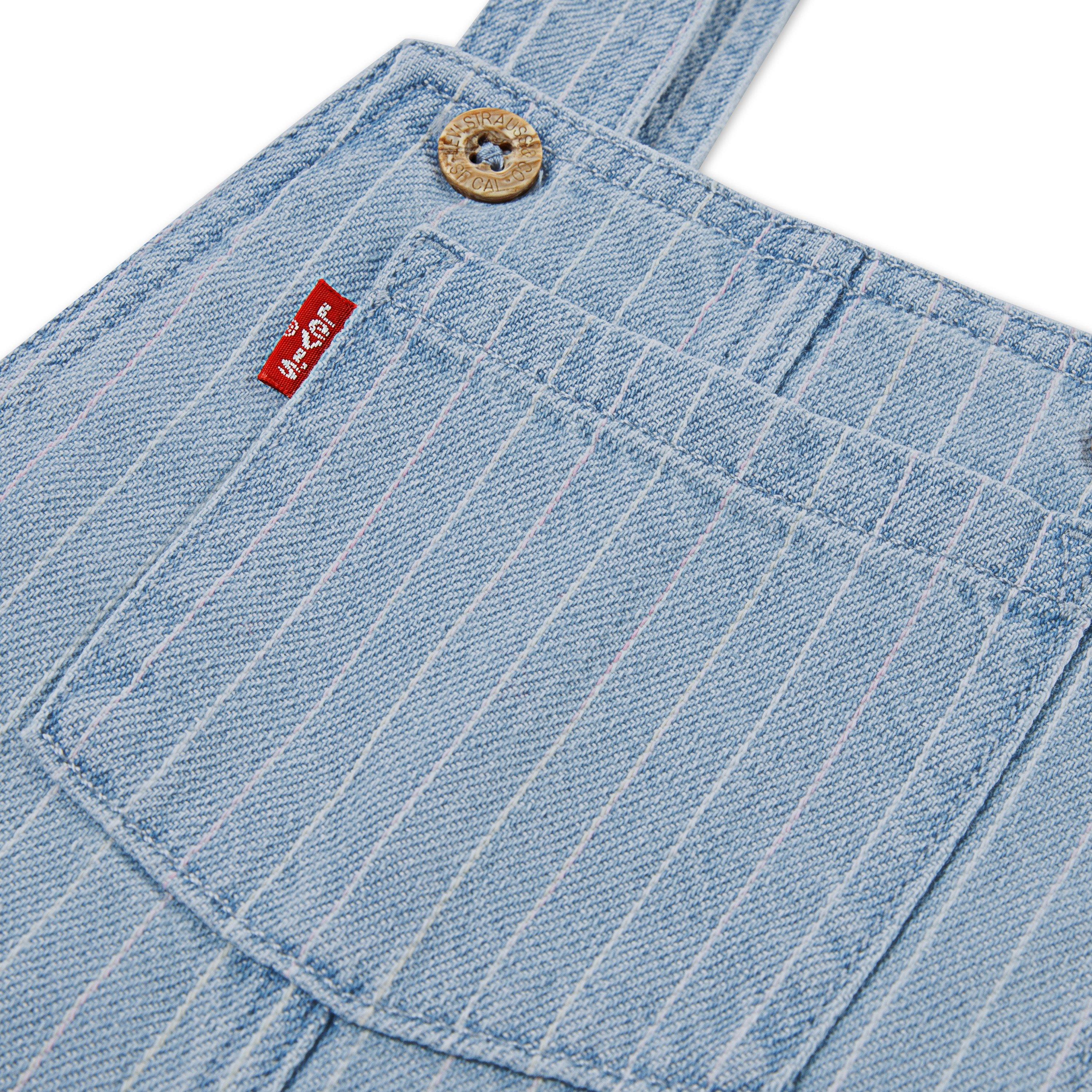 Levi's Toddler Girls' Rainbow Stripe Light Wash Denim Overalls - LIGHT BLUE Thumbnail View 5