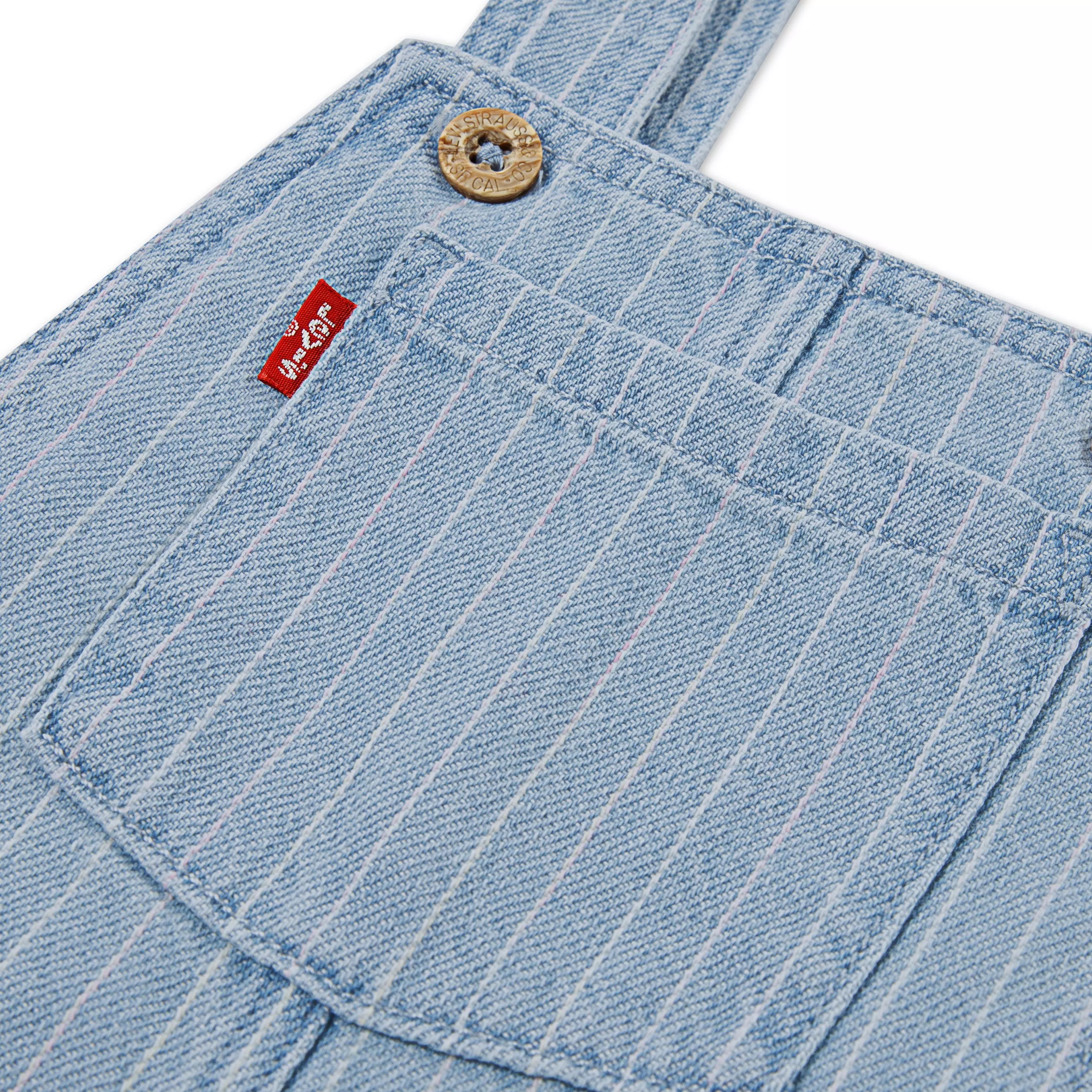 Levi's Toddler Girls' Rainbow Stripe Light Wash Denim Overalls - LIGHT BLUE