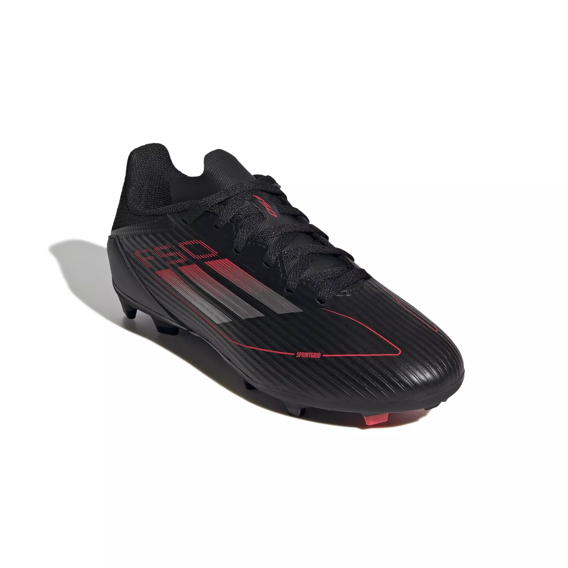 adidas F50 League MG "Core Black/Iron Metallic/Lucid Red" Grade School Kids' Soccer Cleat - BLACK/IRON/RED