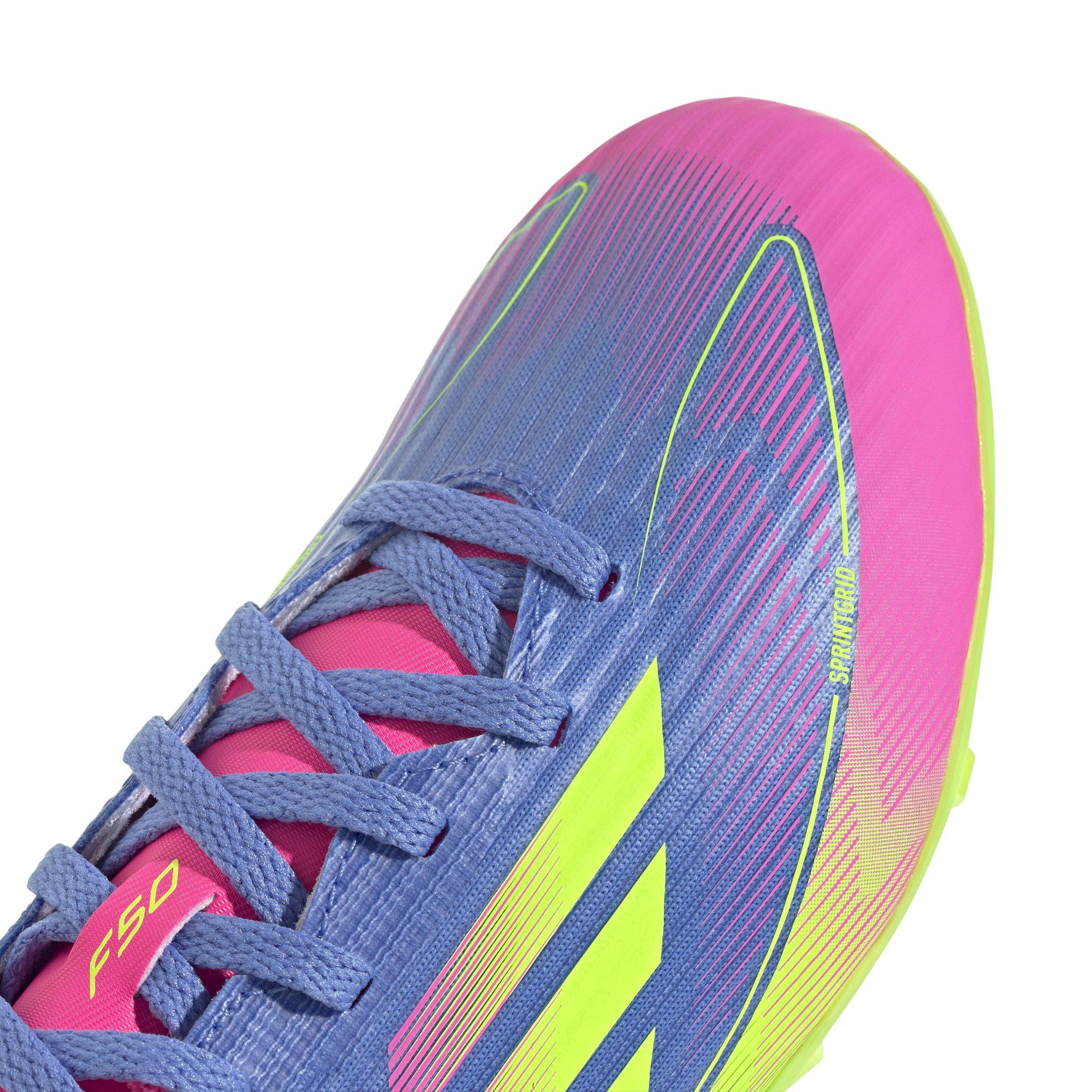 adidas F50 League MG "Blue Fusion/Lucid Lemon/Lucid Pink" Grade School Kids' Soccer Cleat - BLUE/LEMON/PINK Thumbnail View 8