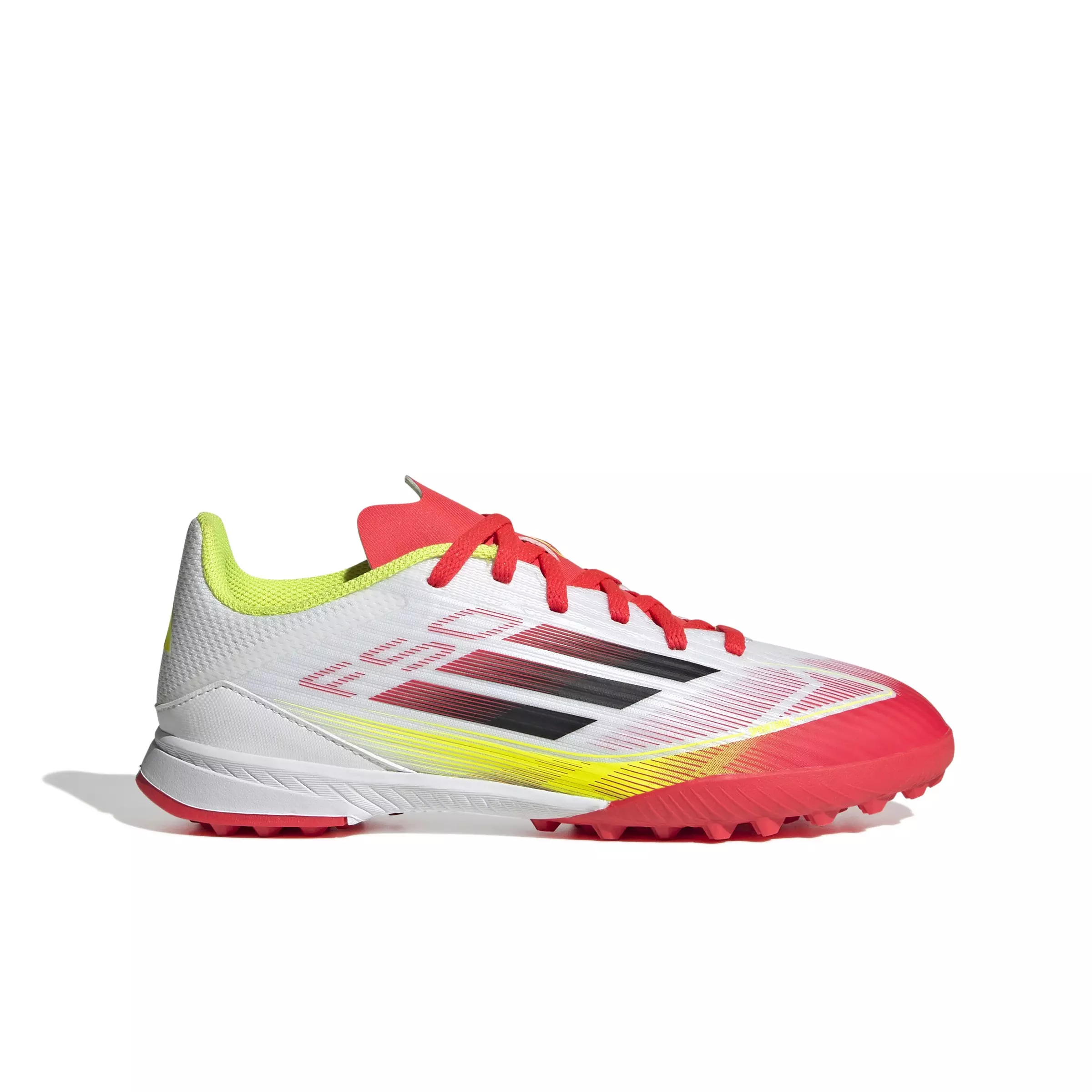 adidas F50 League Turf "Ftwr White/Core Black/Solar Yellow" Grade School Kids' Soccer Shoe - WHITE/BLACK/YELLOW
