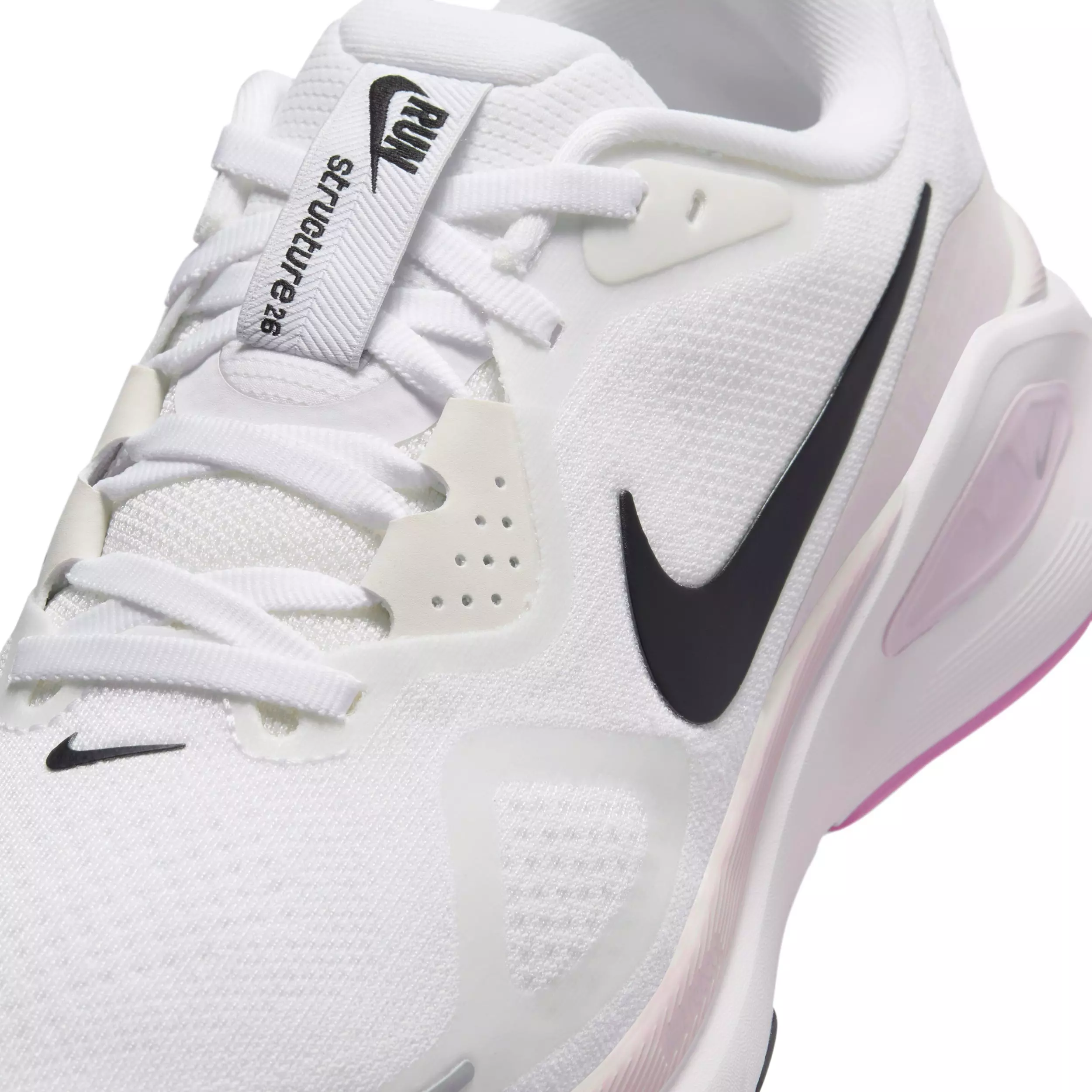 Nike Structure 26 "White/Bleached Lilac/Light Magenta/Black" Women's Running Shoe - WHITE/LILAC/LT MAGENTA/BLACK