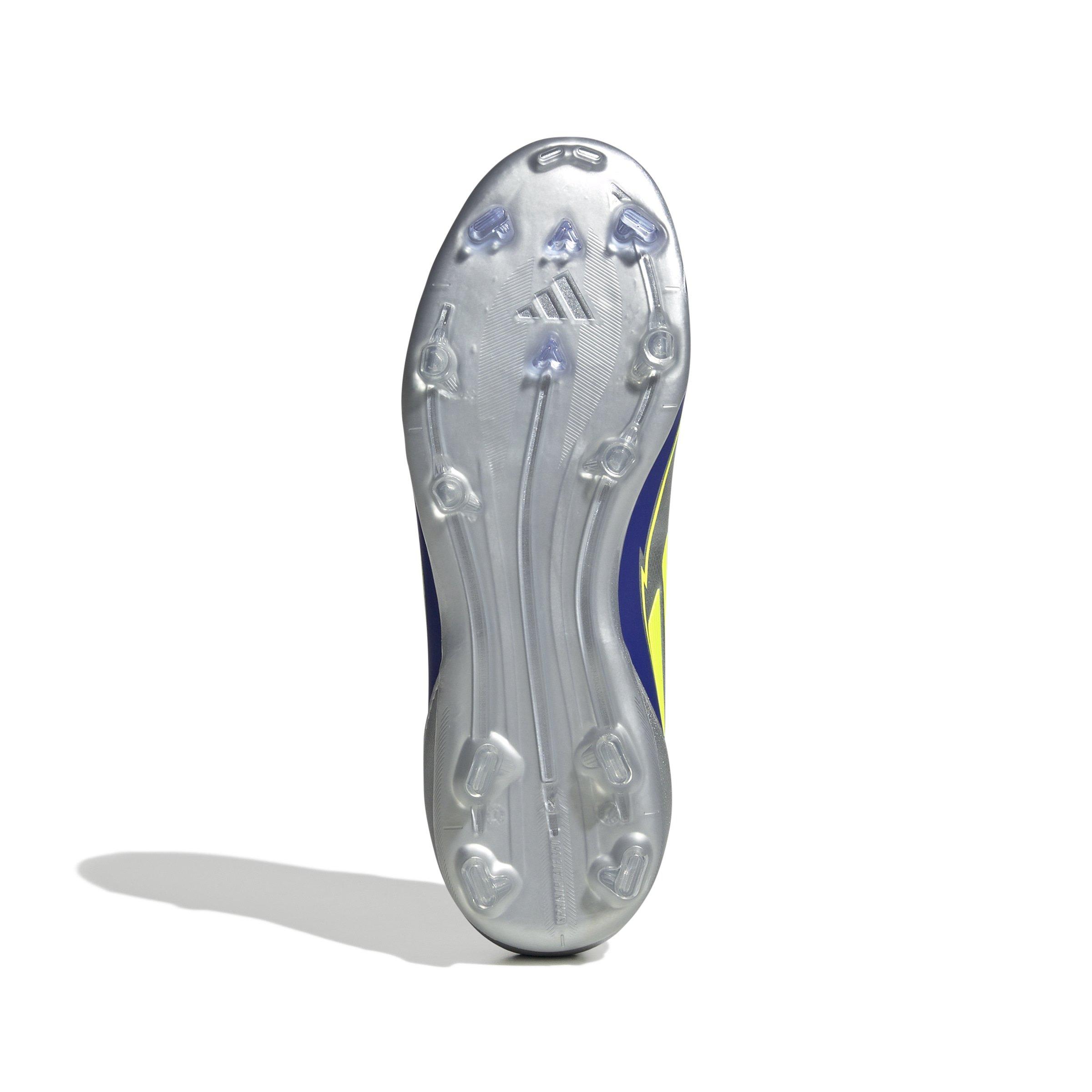 adidas F50 League Messi MG  Grade School Kids' "Silver Metallic/Yellow/Lucid Blue" Soccer Cleat
