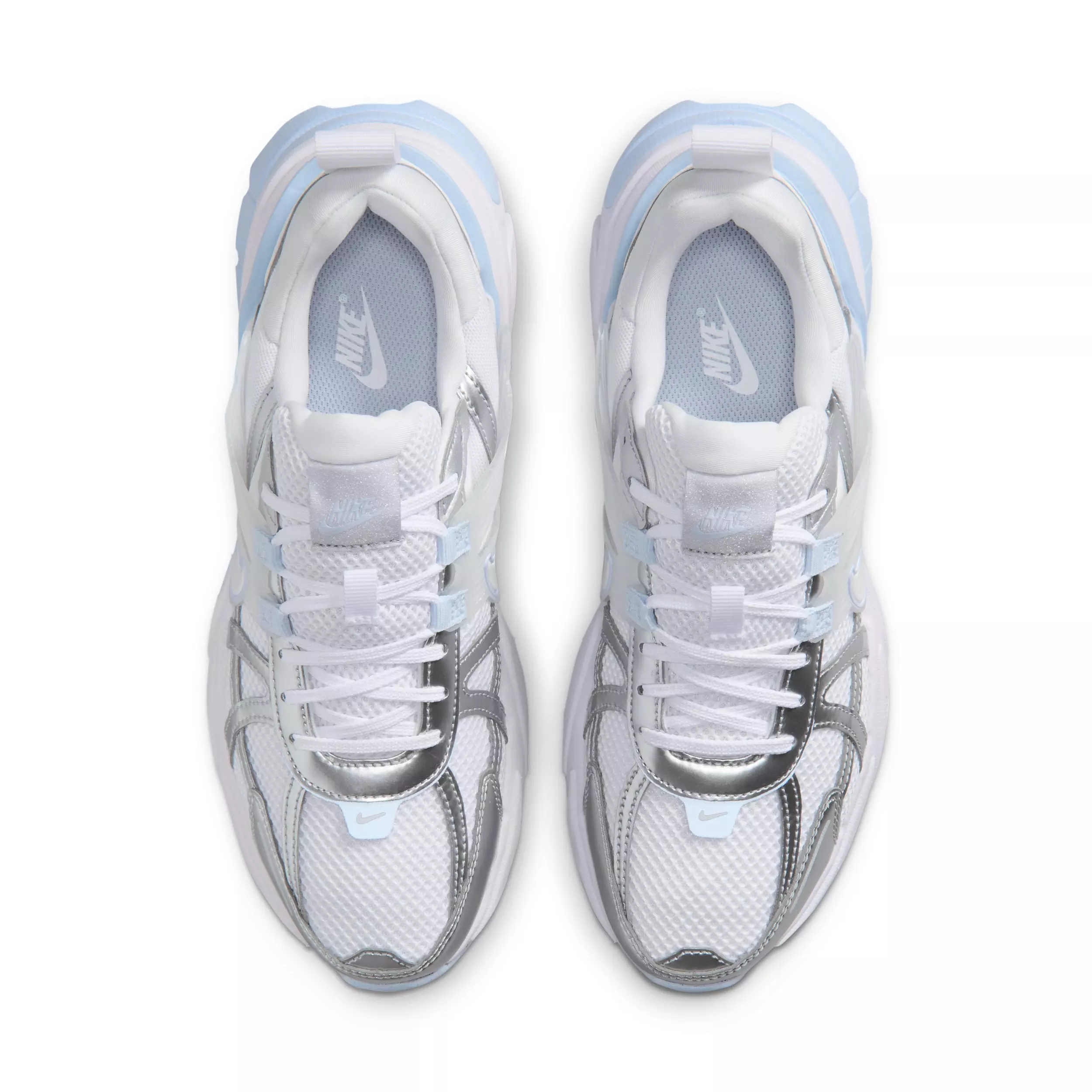 Nike V2K Run "White/Metallic Silver/Hydrogen Blue/White" Women's Shoe - WHITE/SILVER/BLUE/WHITE