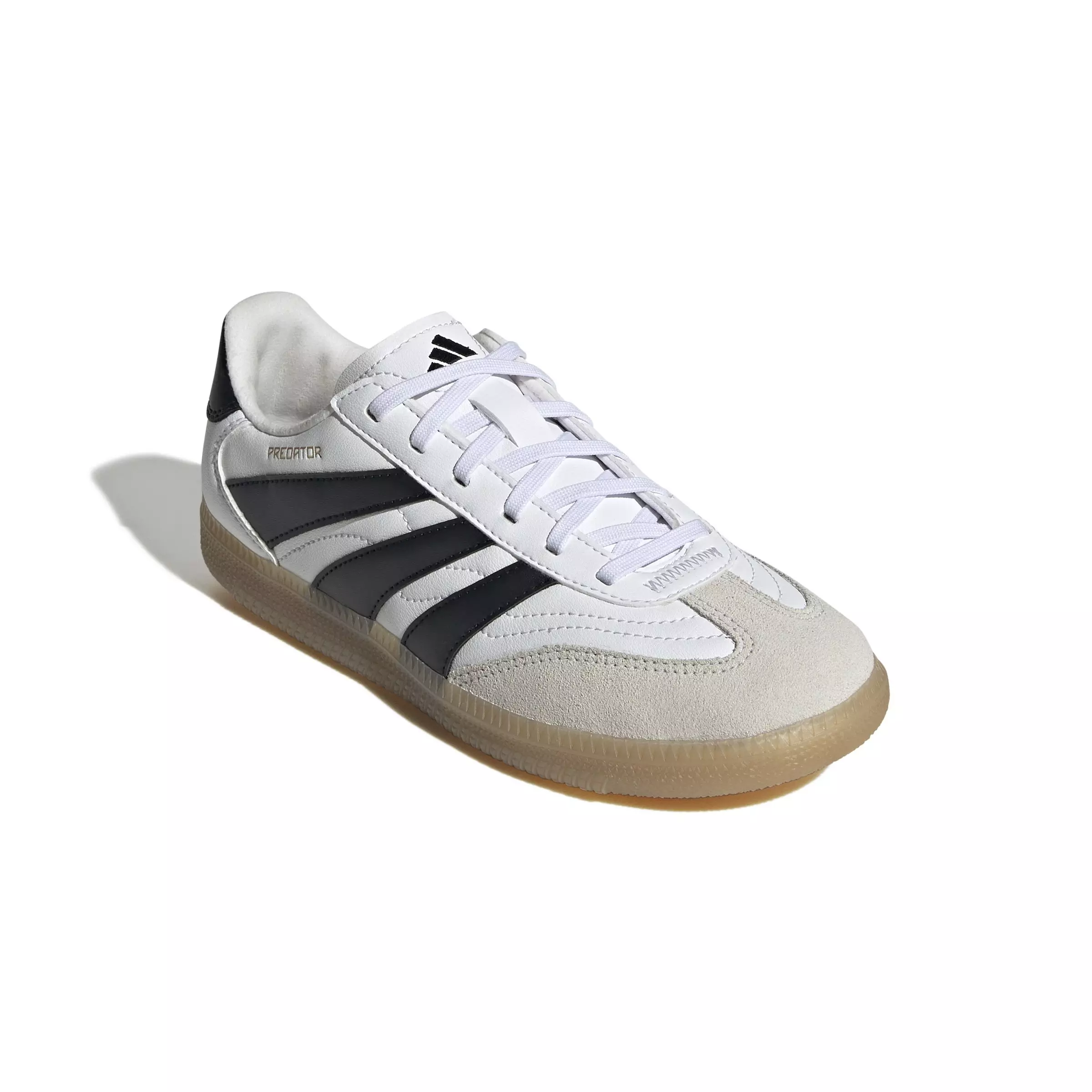 adidas Predator Freestyle "Ftwr White/Core Black/Gold Metallic" Grade School Kids' Soccer Shoe - WHITE/BLACK/GOLD