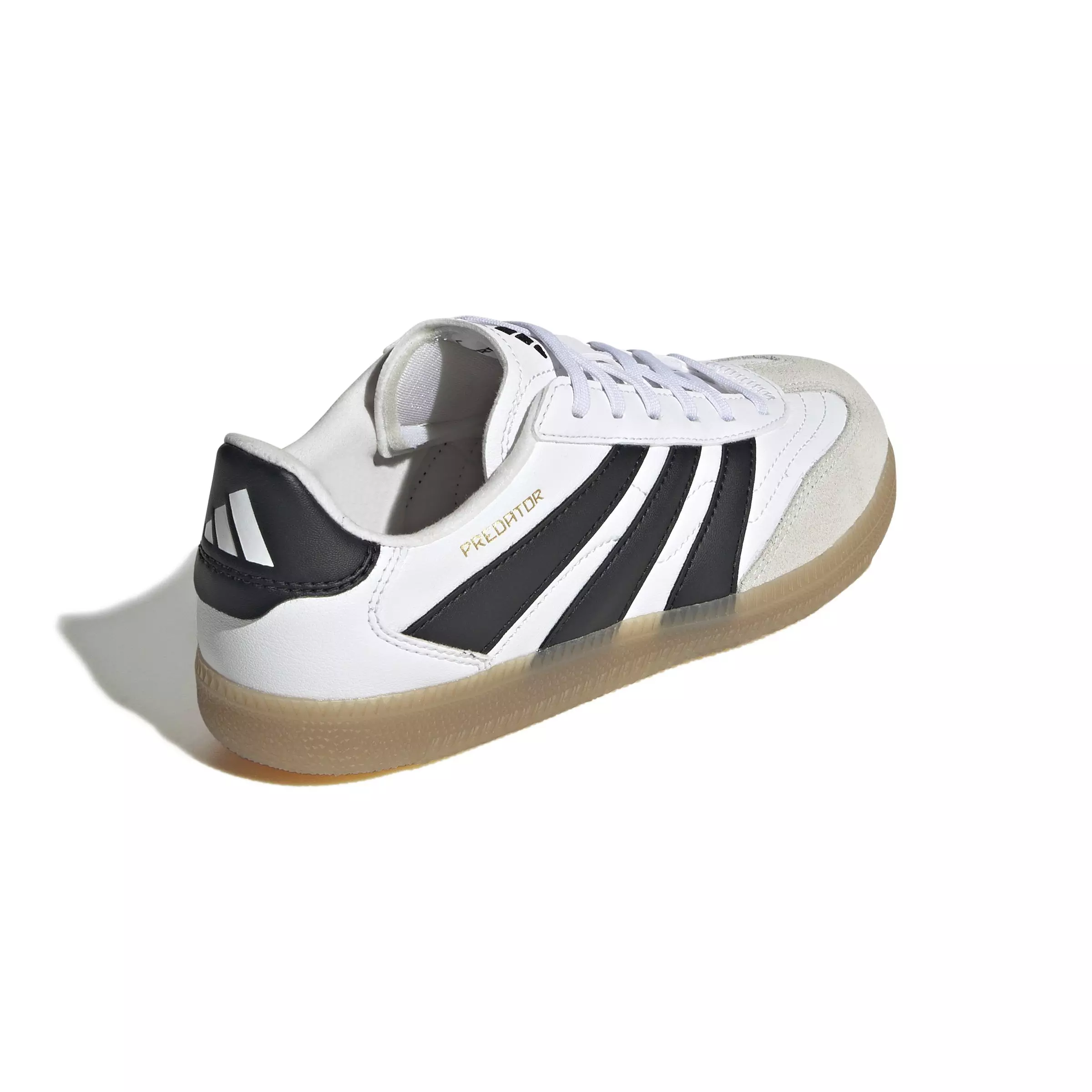 adidas Predator Freestyle "Ftwr White/Core Black/Gold Metallic" Grade School Kids' Soccer Shoe - WHITE/BLACK/GOLD