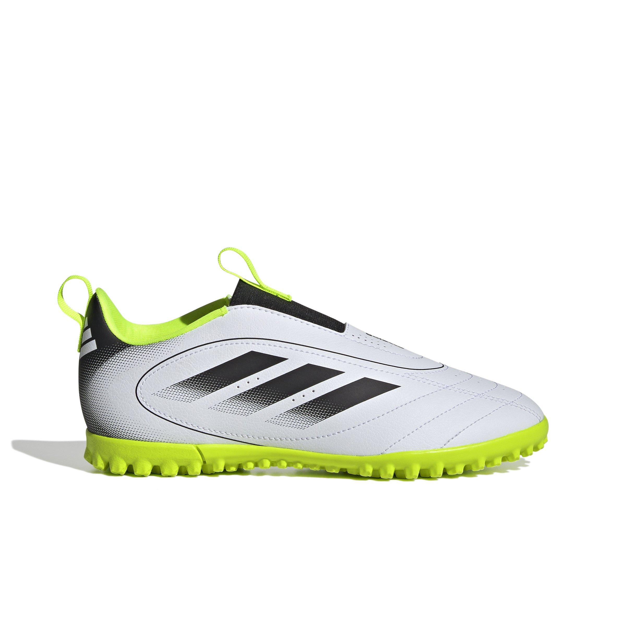 adidas Goletto IX Laceless Turf "Cloud White/Core Black/Lucid Lemon" Grade School Kids' Soccer Cleat - WHITE/BLACK/LEMON Thumbnail View 1