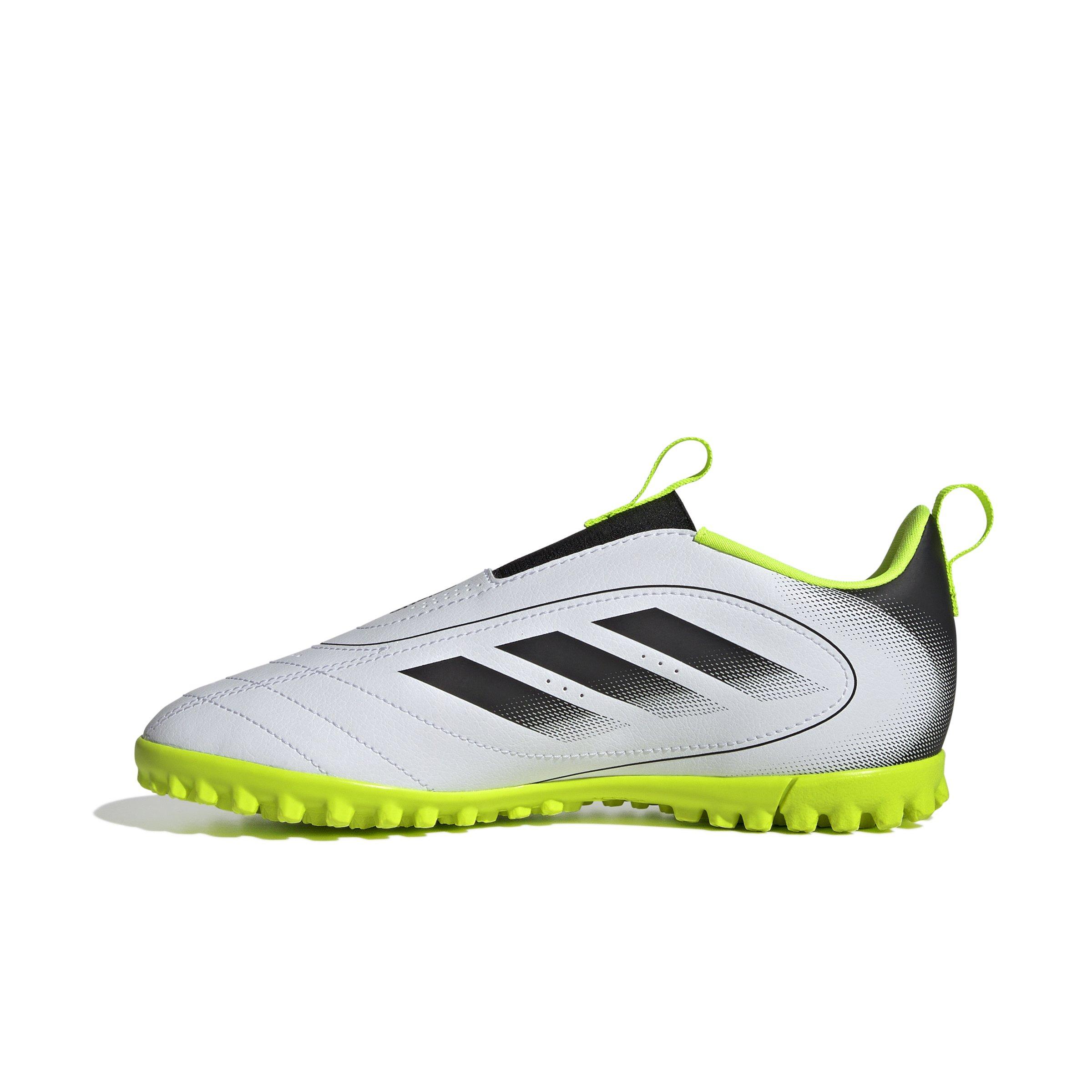 adidas Goletto IX Laceless Turf "Cloud White/Core Black/Lucid Lemon" Grade School Kids' Soccer Cleat - WHITE/BLACK/LEMON Thumbnail View 2