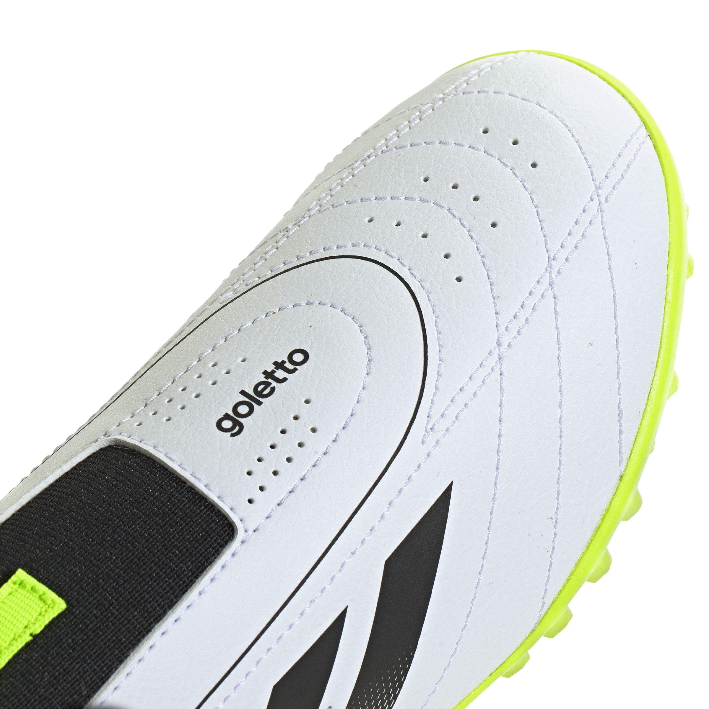 adidas Goletto IX Laceless Turf "Cloud White/Core Black/Lucid Lemon" Grade School Kids' Soccer Cleat - WHITE/BLACK/LEMON Thumbnail View 5