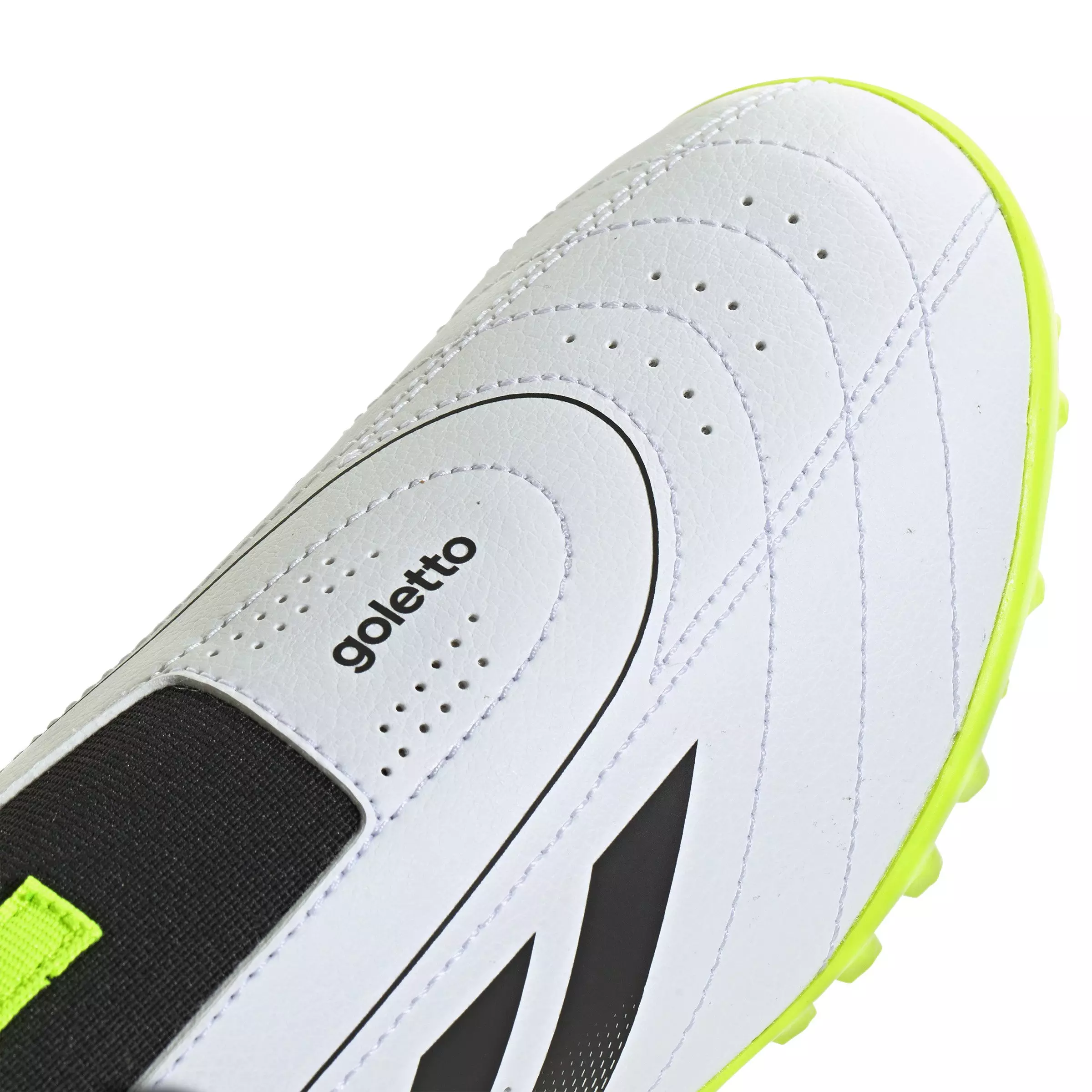 adidas Goletto IX Laceless Turf "Cloud White/Core Black/Lucid Lemon" Grade School Kids' Soccer Cleat - WHITE/BLACK/LEMON